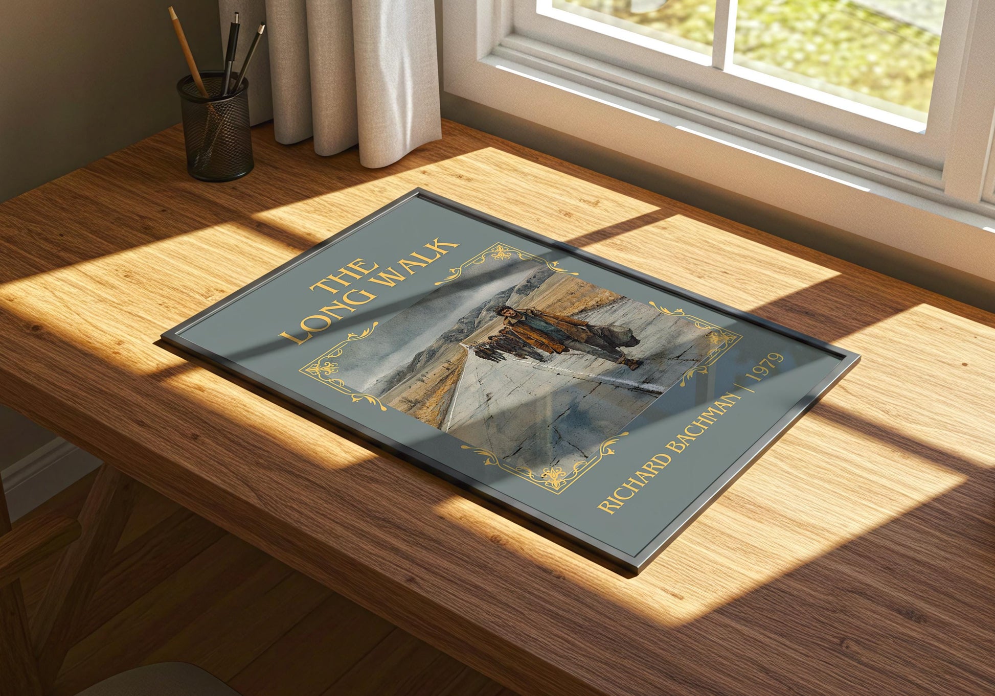 The Long Walk by Richard Bachman Descriptive, High Quality Poster Print.Free Delivery Wall Art. Author&Blurb Book Nook Library Gift