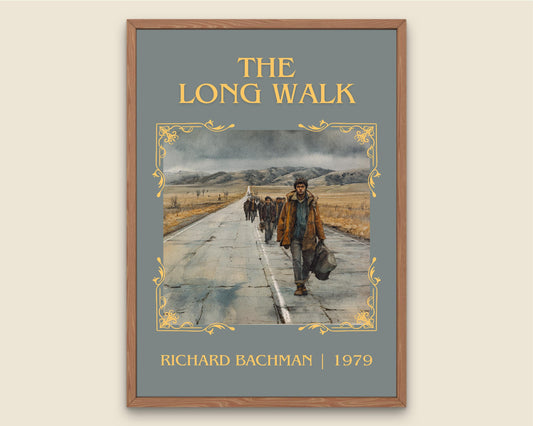 The Long Walk by Richard Bachman Descriptive, High Quality Poster Print.Free Delivery Wall Art. Author&Blurb Book Nook Library Gift