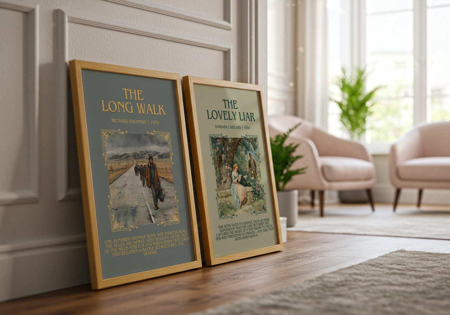 The Lovely Liar by Barbara Cartland Descriptive, High Quality Poster Print.Free Delivery Wall Art. Author&Blurb Book Nook Library Gift