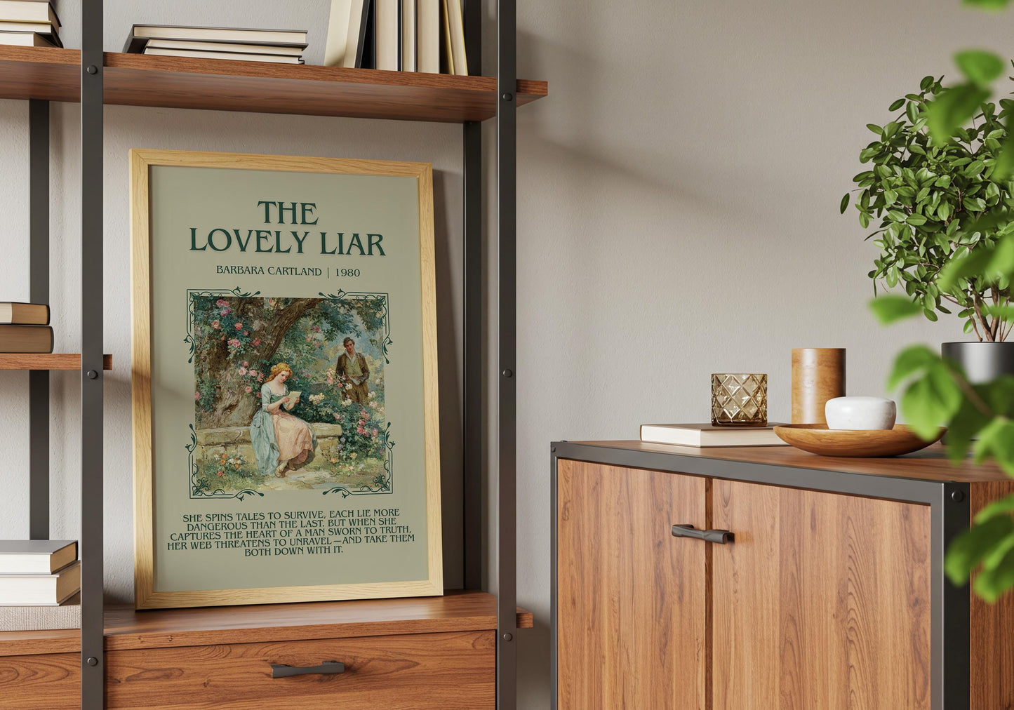 The Lovely Liar by Barbara Cartland Descriptive, High Quality Poster Print.Free Delivery Wall Art. Author&Blurb Book Nook Library Gift