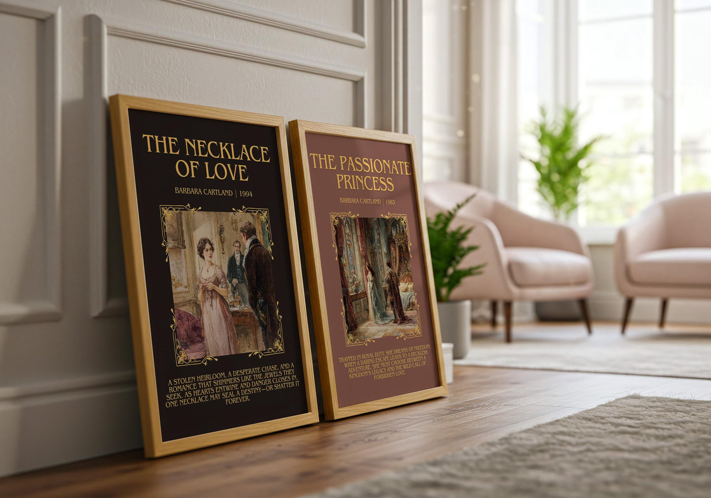 The Necklace Of Love by Barbara Cartland Descriptive, High Quality Poster Print.Free Delivery Wall Art. Author&Blurb Book Nook Library
