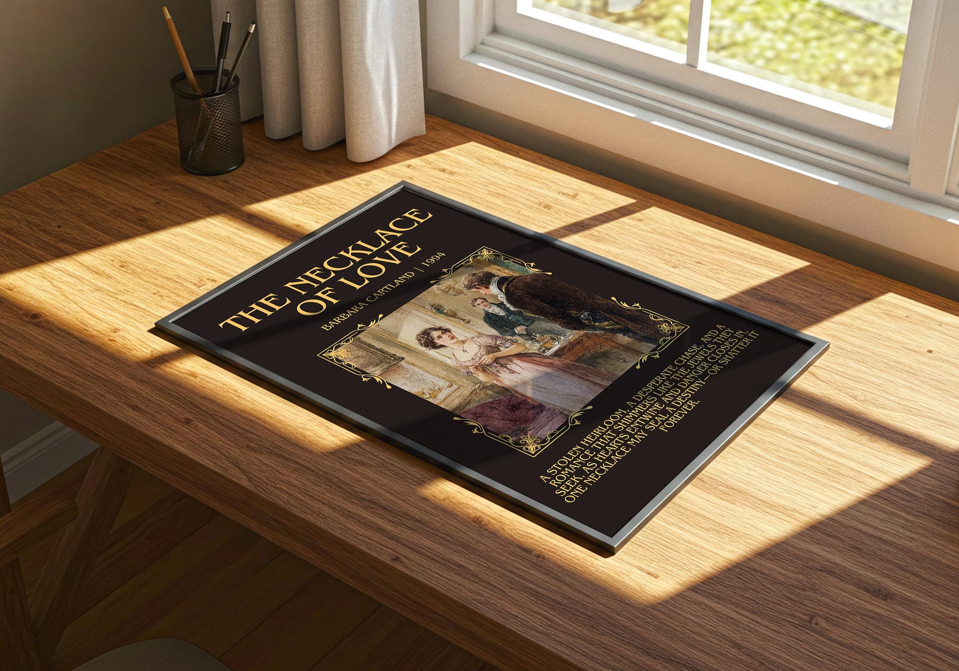 The Necklace Of Love by Barbara Cartland Descriptive, High Quality Poster Print.Free Delivery Wall Art. Author&Blurb Book Nook Library
