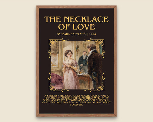 The Necklace Of Love by Barbara Cartland Descriptive, High Quality Poster Print.Free Delivery Wall Art. Author&Blurb Book Nook Library