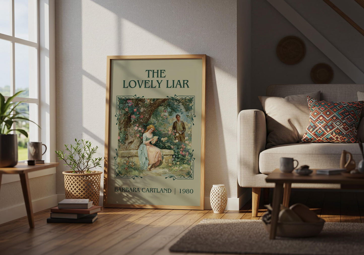 The Lovely Liar by Barbara Cartland Descriptive, High Quality Poster Print.Free Delivery Wall Art. Author&Blurb Book Nook Library Gift