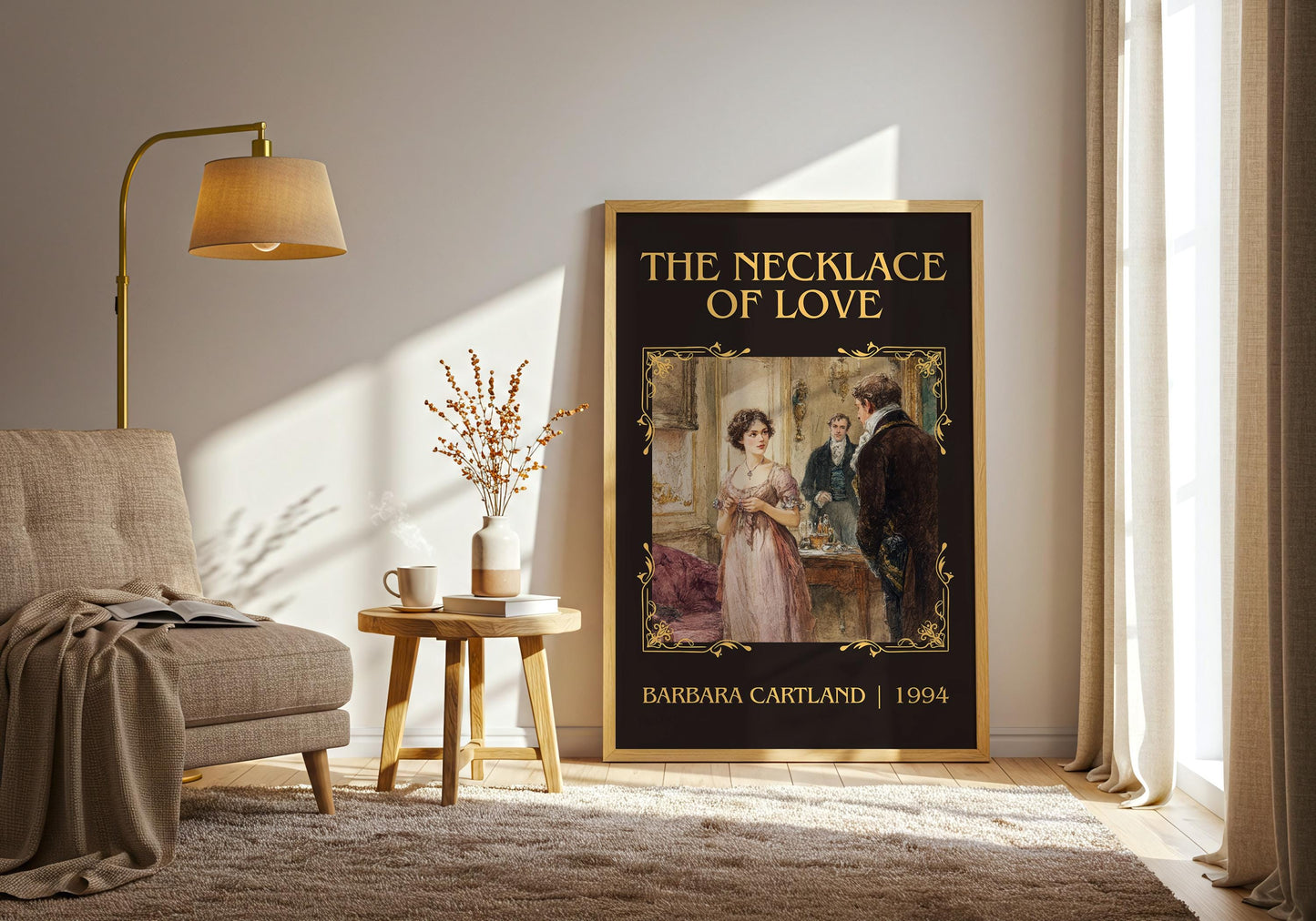 The Necklace Of Love by Barbara Cartland Descriptive, High Quality Poster Print.Free Delivery Wall Art. Author&Blurb Book Nook Library