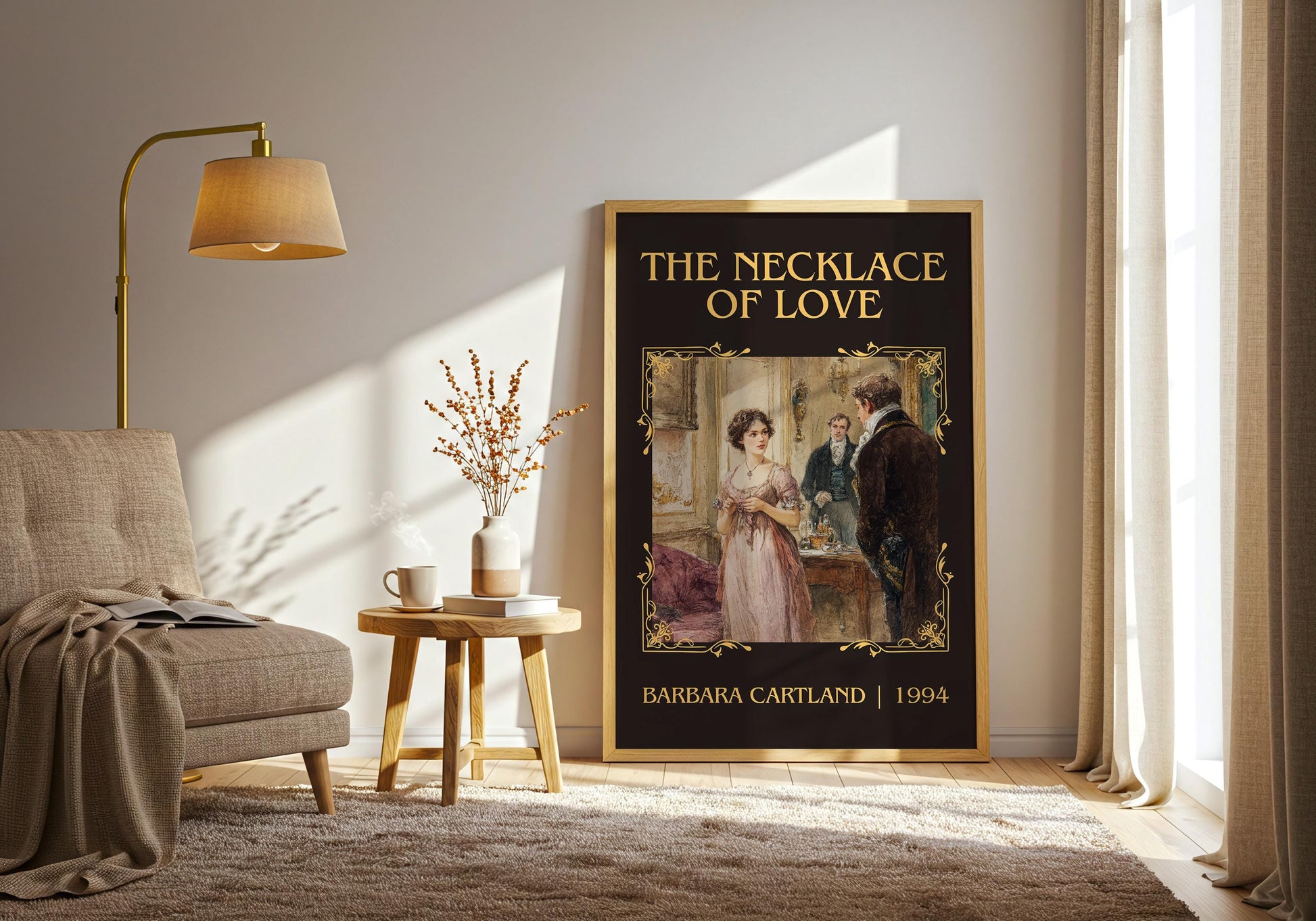 The Necklace Of Love by Barbara Cartland Descriptive, High Quality Poster Print.Free Delivery Wall Art. Author&Blurb Book Nook Library