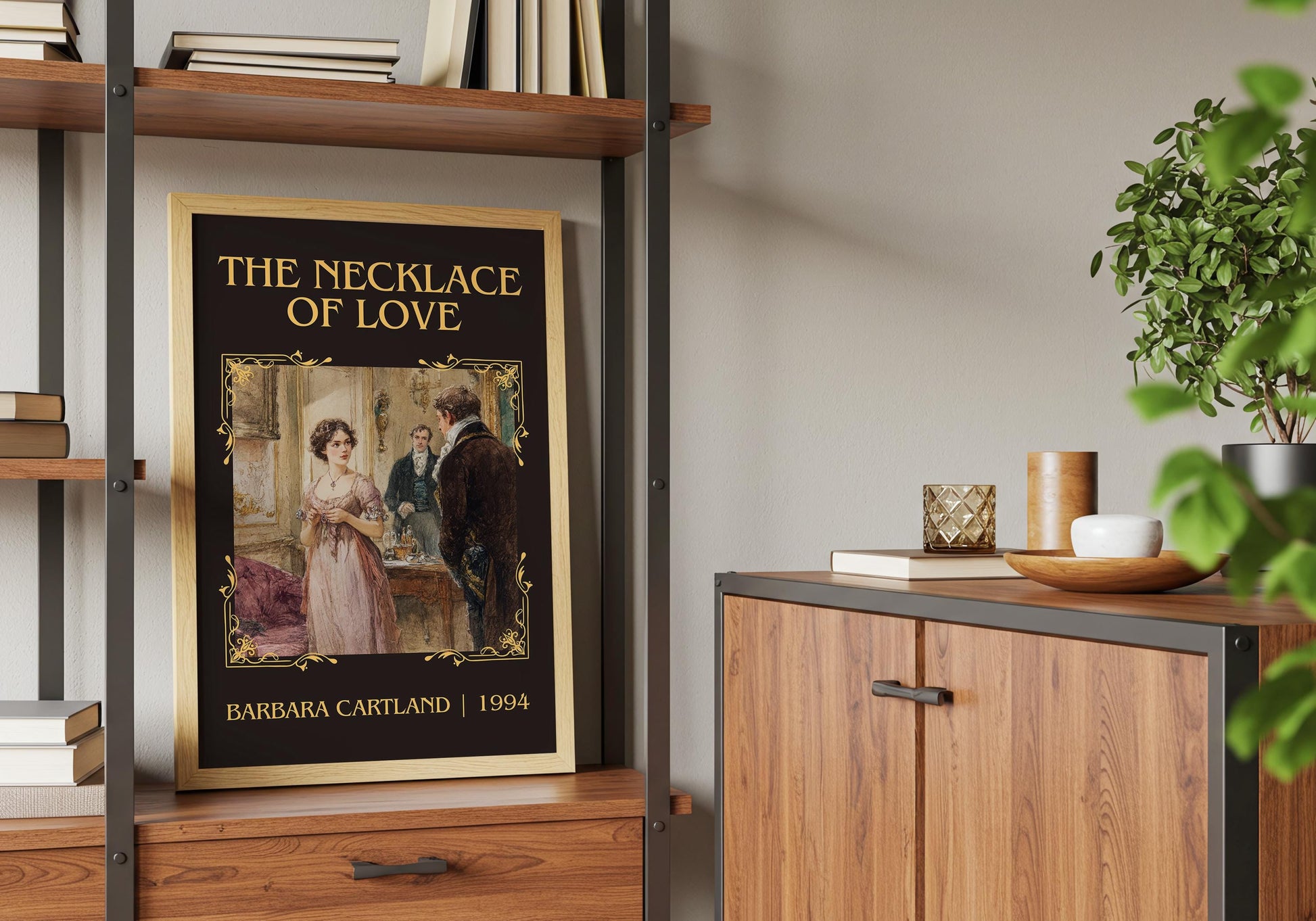 The Necklace Of Love by Barbara Cartland Descriptive, High Quality Poster Print.Free Delivery Wall Art. Author&Blurb Book Nook Library