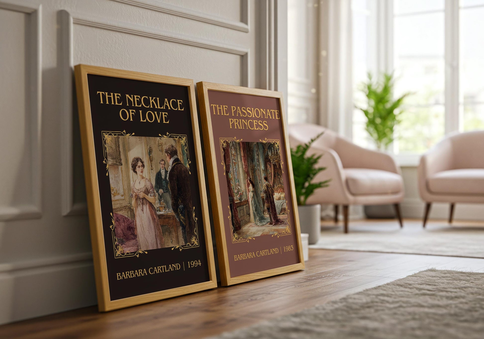 The Necklace Of Love by Barbara Cartland Descriptive, High Quality Poster Print.Free Delivery Wall Art. Author&Blurb Book Nook Library