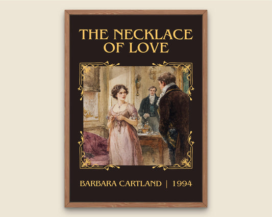 The Necklace Of Love by Barbara Cartland Descriptive, High Quality Poster Print.Free Delivery Wall Art. Author&Blurb Book Nook Library