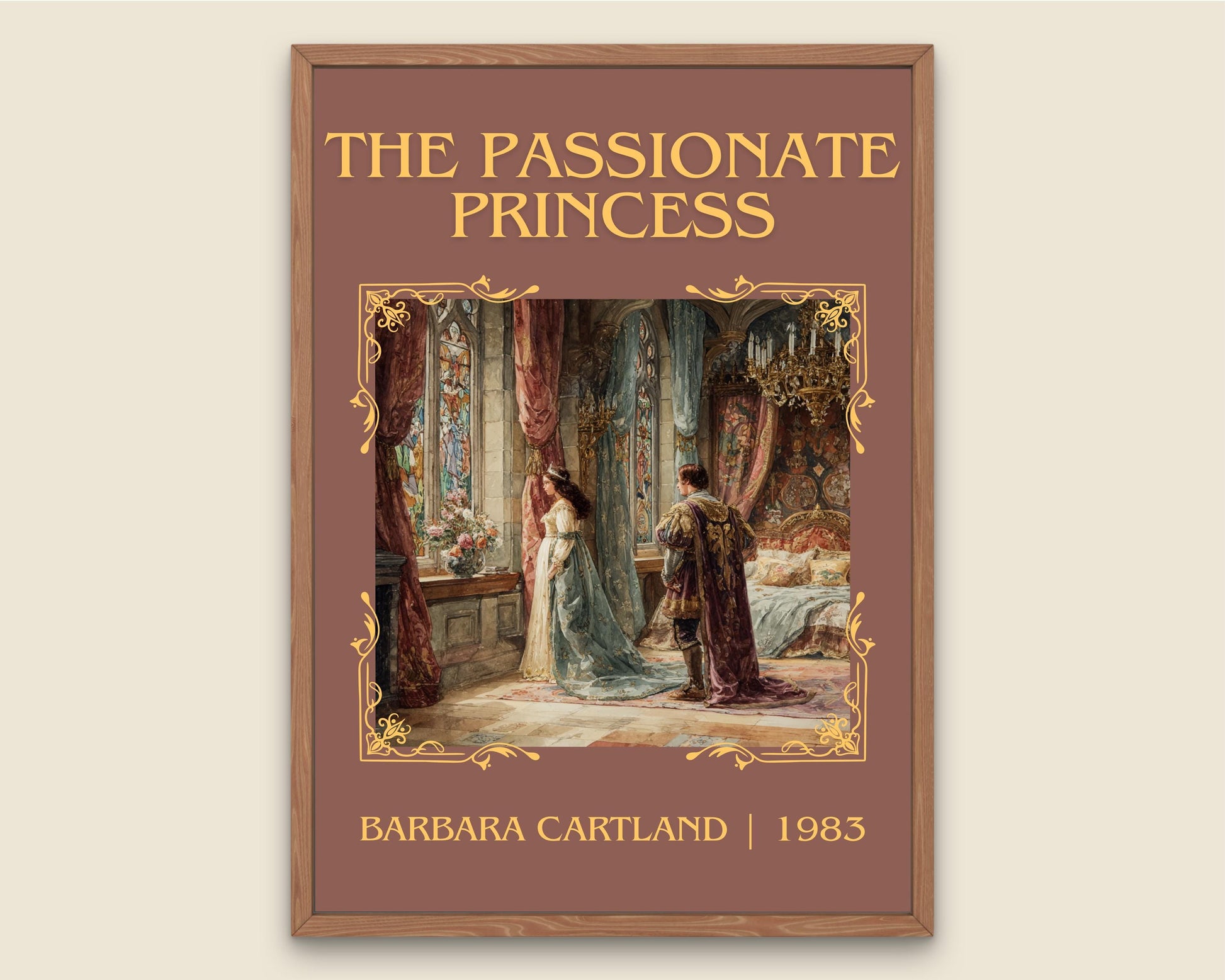 The Passionate Princess by Barbara Cartland Descriptive, High Quality Poster Print.Free Delivery Wall Art. Author&Blurb Book Nook Library