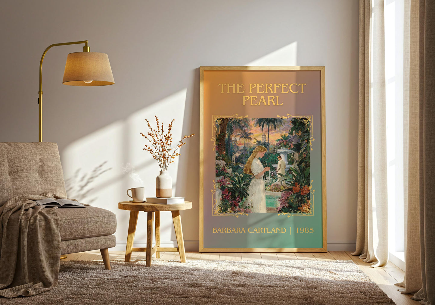 The Perfect Pearl by Barbara Cartland Descriptive, High Quality Poster Print.Free Delivery Wall Art. Author&Blurb Book Nook Library Gift