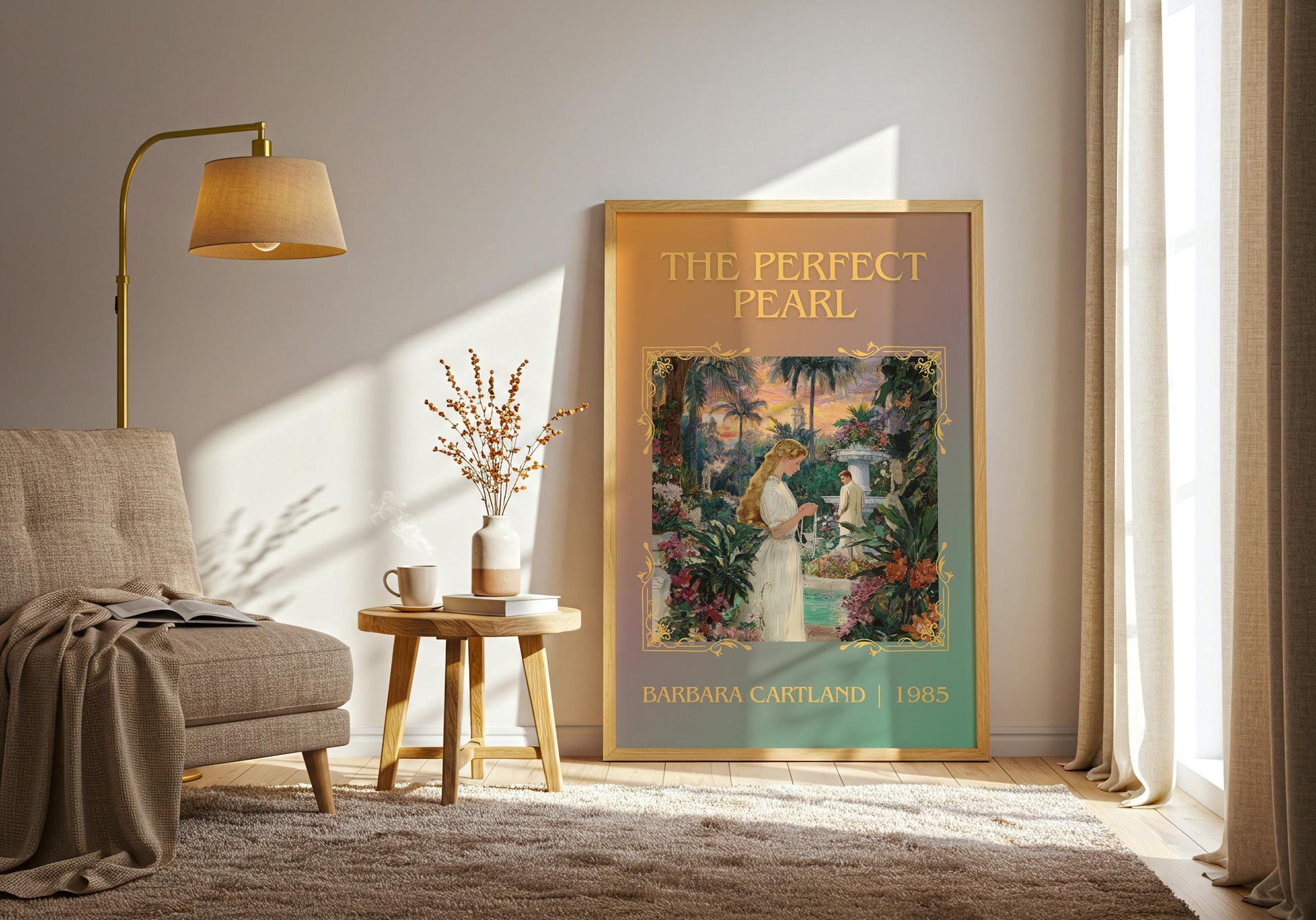 The Perfect Pearl by Barbara Cartland Descriptive, High Quality Poster Print.Free Delivery Wall Art. Author&Blurb Book Nook Library Gift