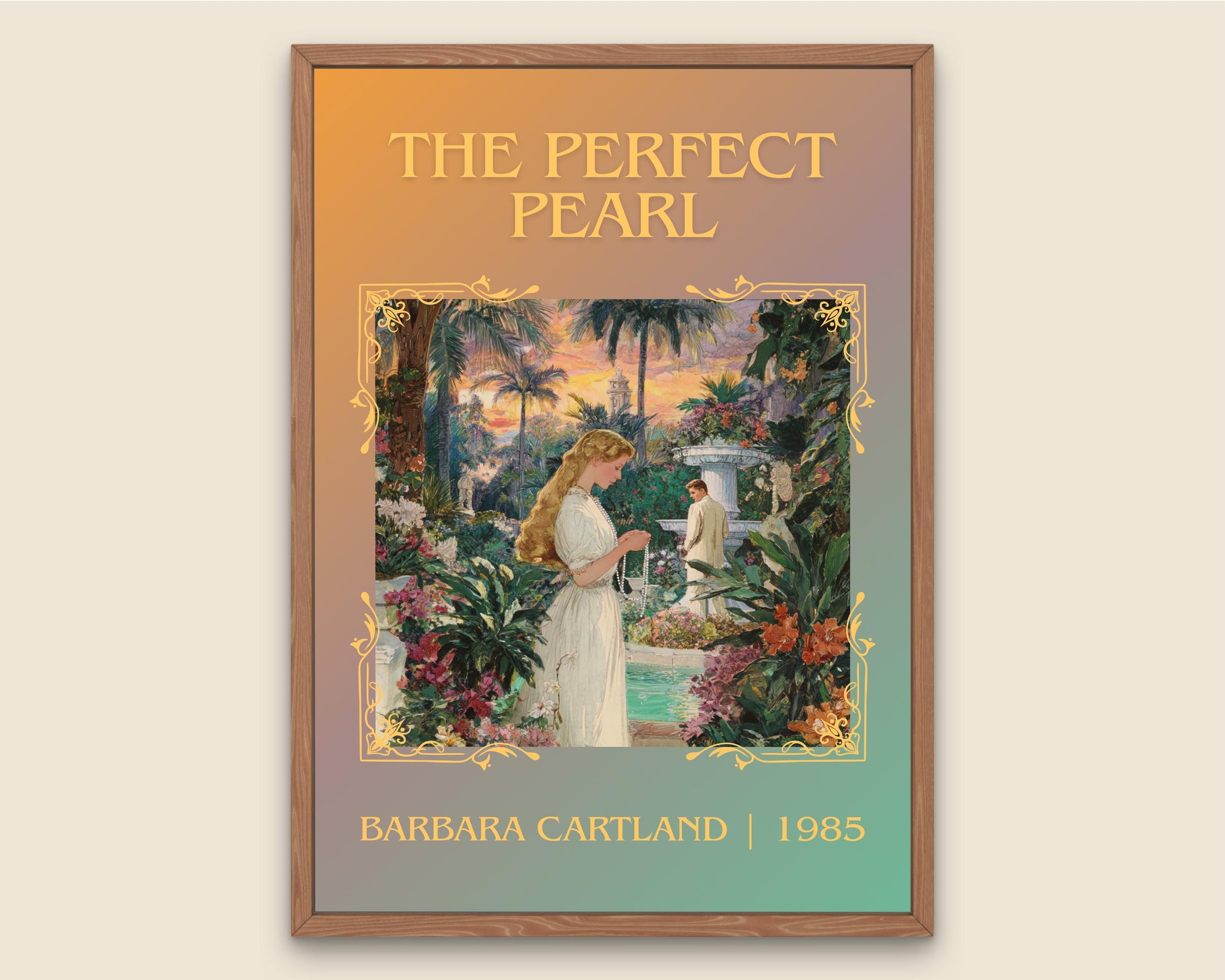 The Perfect Pearl by Barbara Cartland Descriptive, High Quality Poster Print.Free Delivery Wall Art. Author&Blurb Book Nook Library Gift