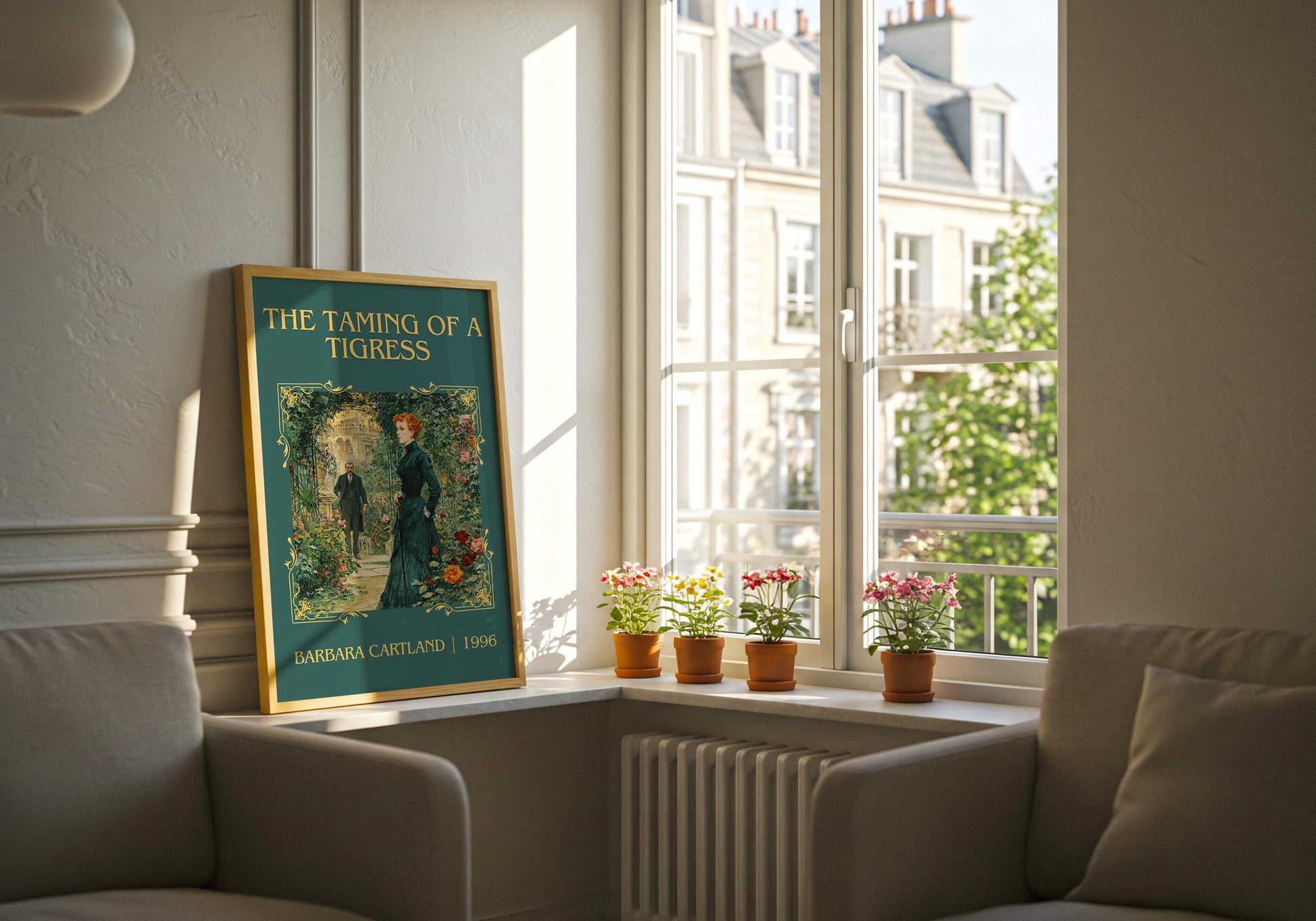 The Taming Of A Tigress by Barbara Cartland Descriptive, High Quality Poster Print.Free Delivery Wall Art. Author&Blurb Book Nook Library