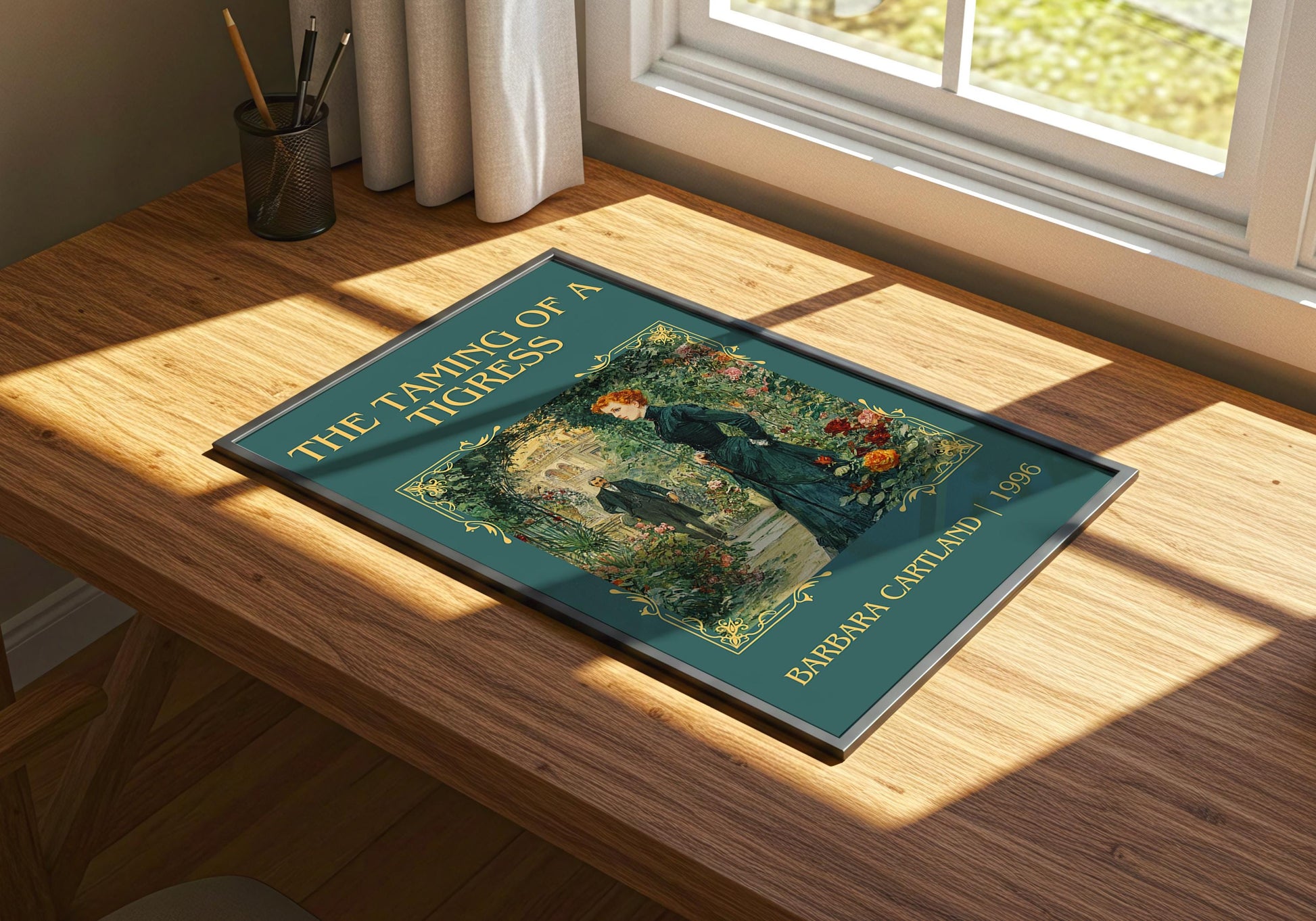 The Taming Of A Tigress by Barbara Cartland Descriptive, High Quality Poster Print.Free Delivery Wall Art. Author&Blurb Book Nook Library