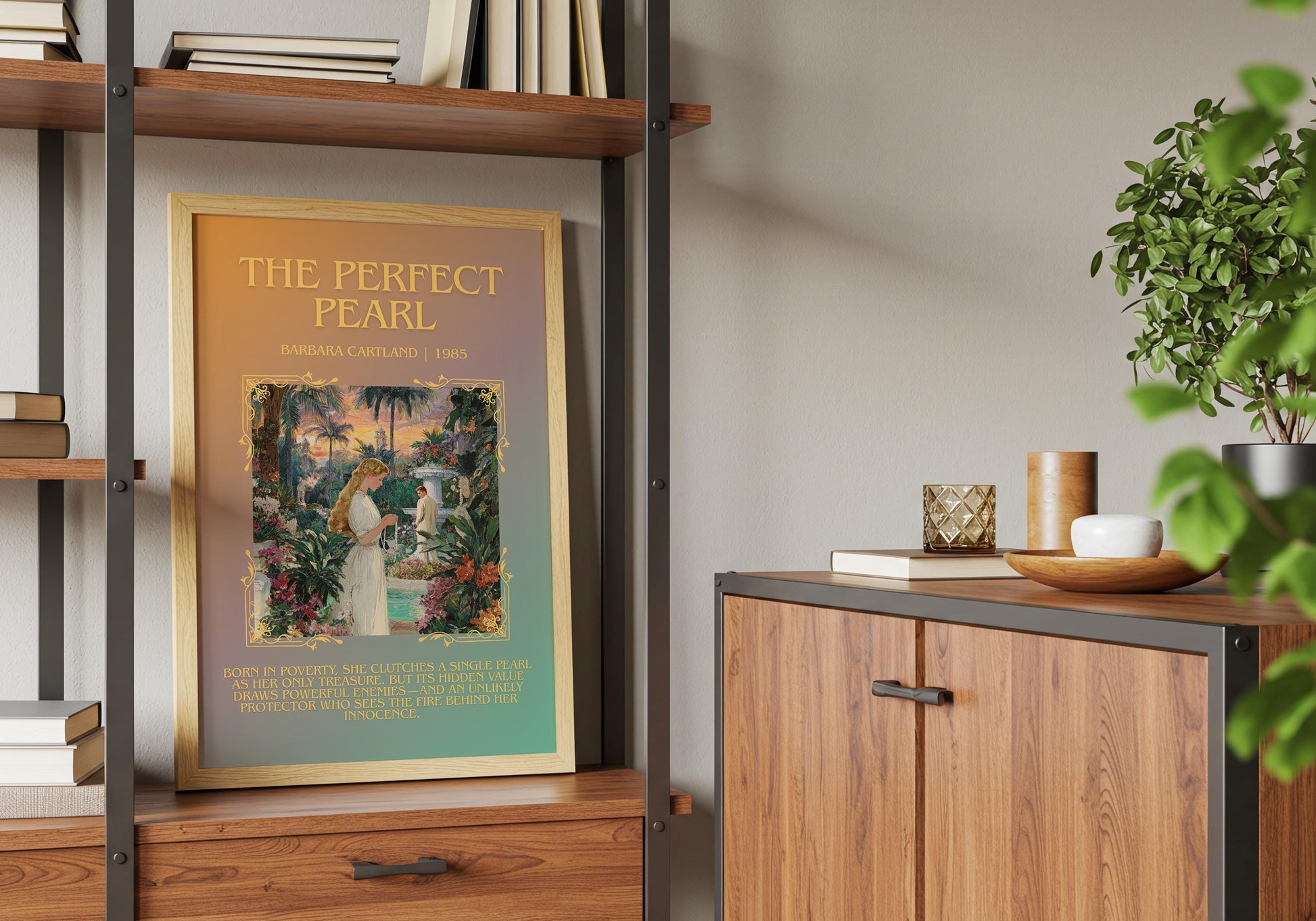 The Perfect Pearl by Barbara Cartland Descriptive, High Quality Poster Print.Free Delivery Wall Art. Author&Blurb Book Nook Library Gift