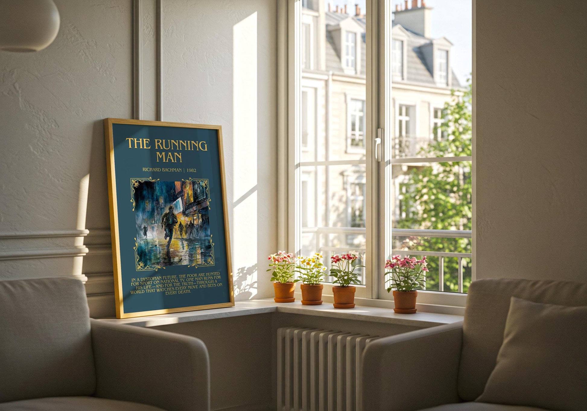 The Running Man by Barbara Cartland Descriptive, High Quality Poster Print.Free Delivery Wall Art. Author&Blurb Book Nook Library Gift
