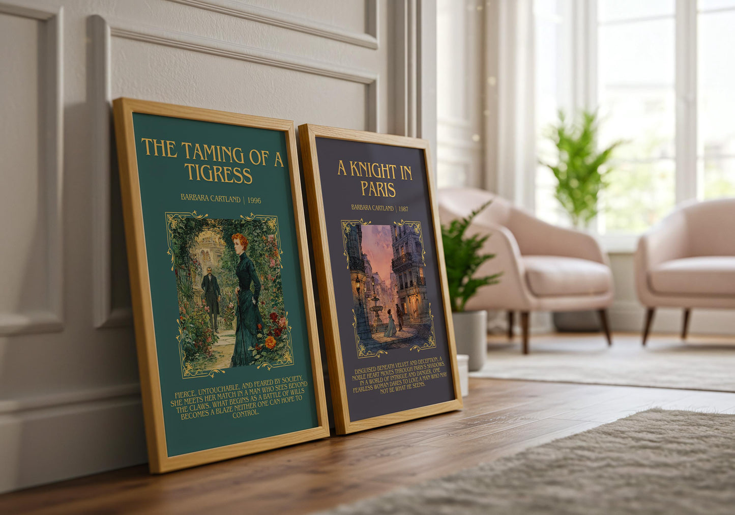 A Knight In Paris by Barbara Cartland Descriptive, High Quality Poster Print.Free Delivery Wall Art. Author&Blurb Book Nook Library