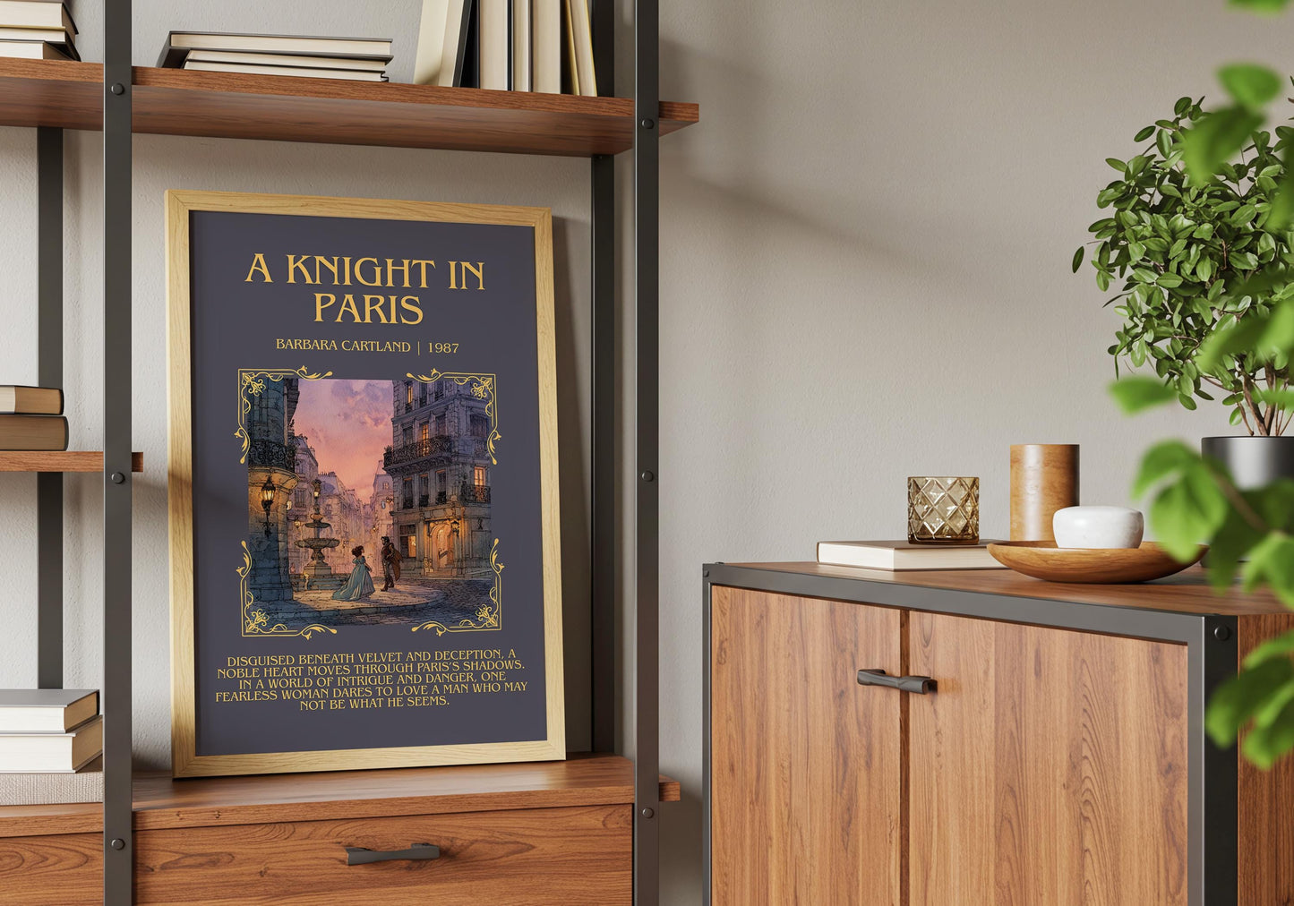 A Knight In Paris by Barbara Cartland Descriptive, High Quality Poster Print.Free Delivery Wall Art. Author&Blurb Book Nook Library