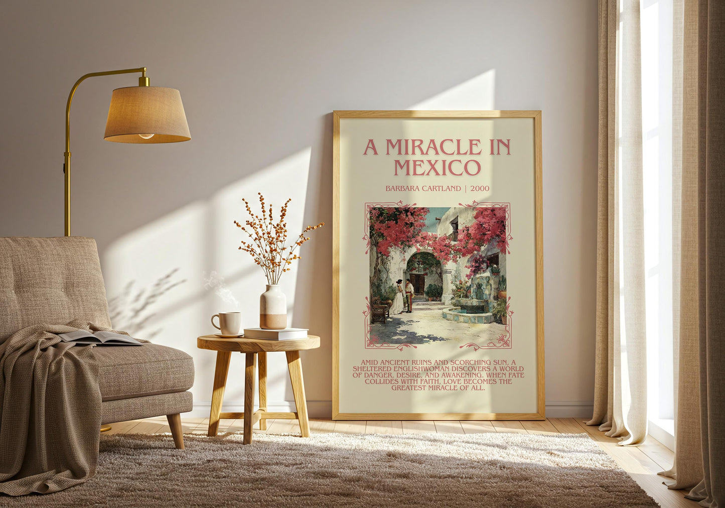 A Miracle In Mexico by Barbara Cartland Descriptive, High Quality Poster Print.Free Delivery Wall Art. Author&Blurb Book Nook Library