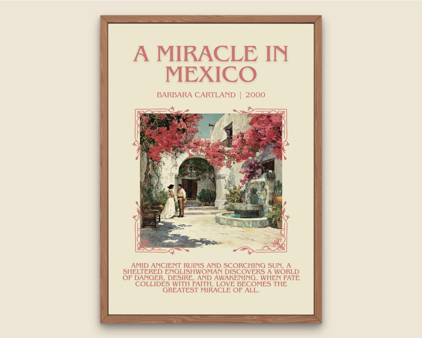 A Miracle In Mexico by Barbara Cartland Descriptive, High Quality Poster Print.Free Delivery Wall Art. Author&Blurb Book Nook Library
