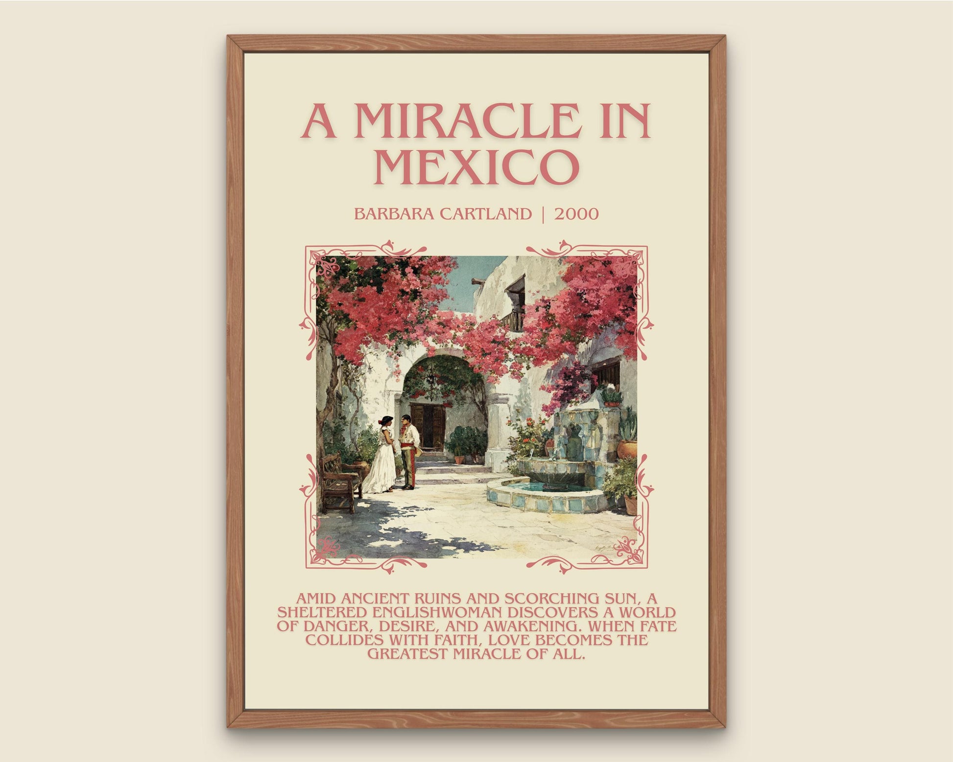 A Miracle In Mexico by Barbara Cartland Descriptive, High Quality Poster Print.Free Delivery Wall Art. Author&Blurb Book Nook Library
