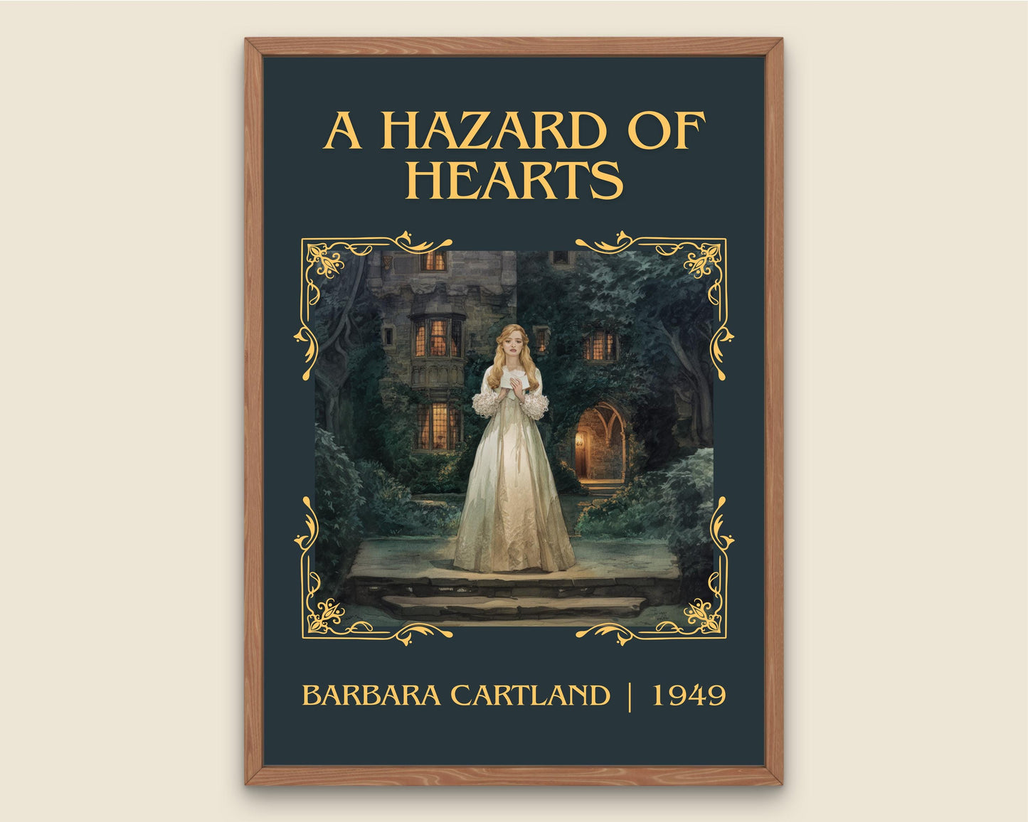 A Hazard Of Hearts by Barbara Cartland High Quality Poster Print.Wall Art. Title,Author Book/Novel Artwork.Minimalist Clean Print Book Lover