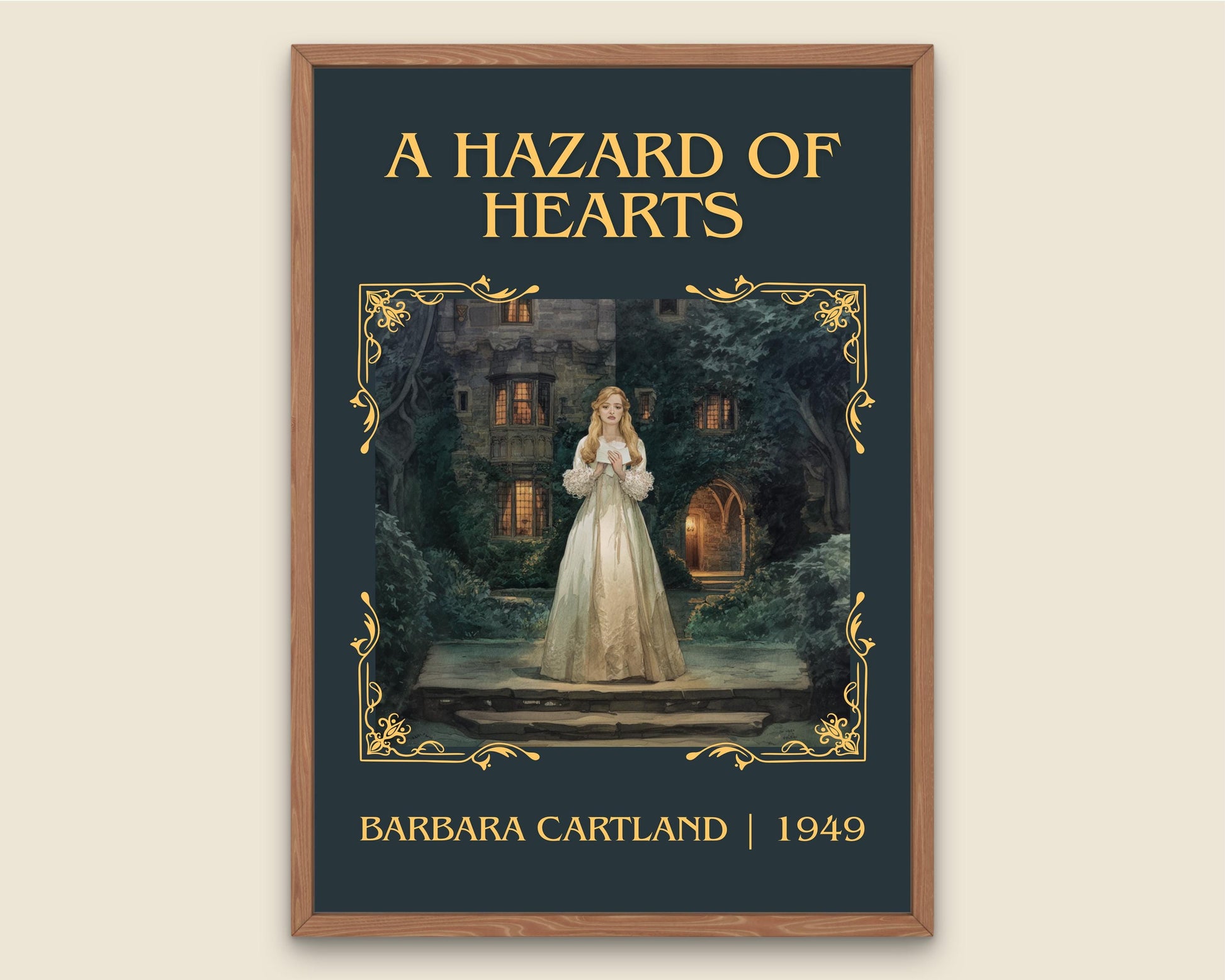 A Hazard Of Hearts by Barbara Cartland High Quality Poster Print.Wall Art. Title,Author Book/Novel Artwork.Minimalist Clean Print Book Lover