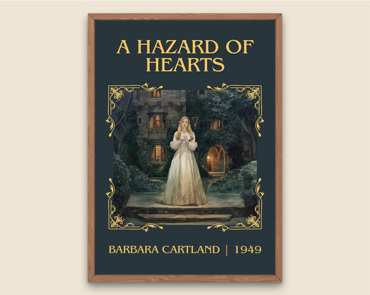 A Hazard Of Hearts by Barbara Cartland High Quality Poster Print.Wall Art. Title,Author Book/Novel Artwork.Minimalist Clean Print Book Lover