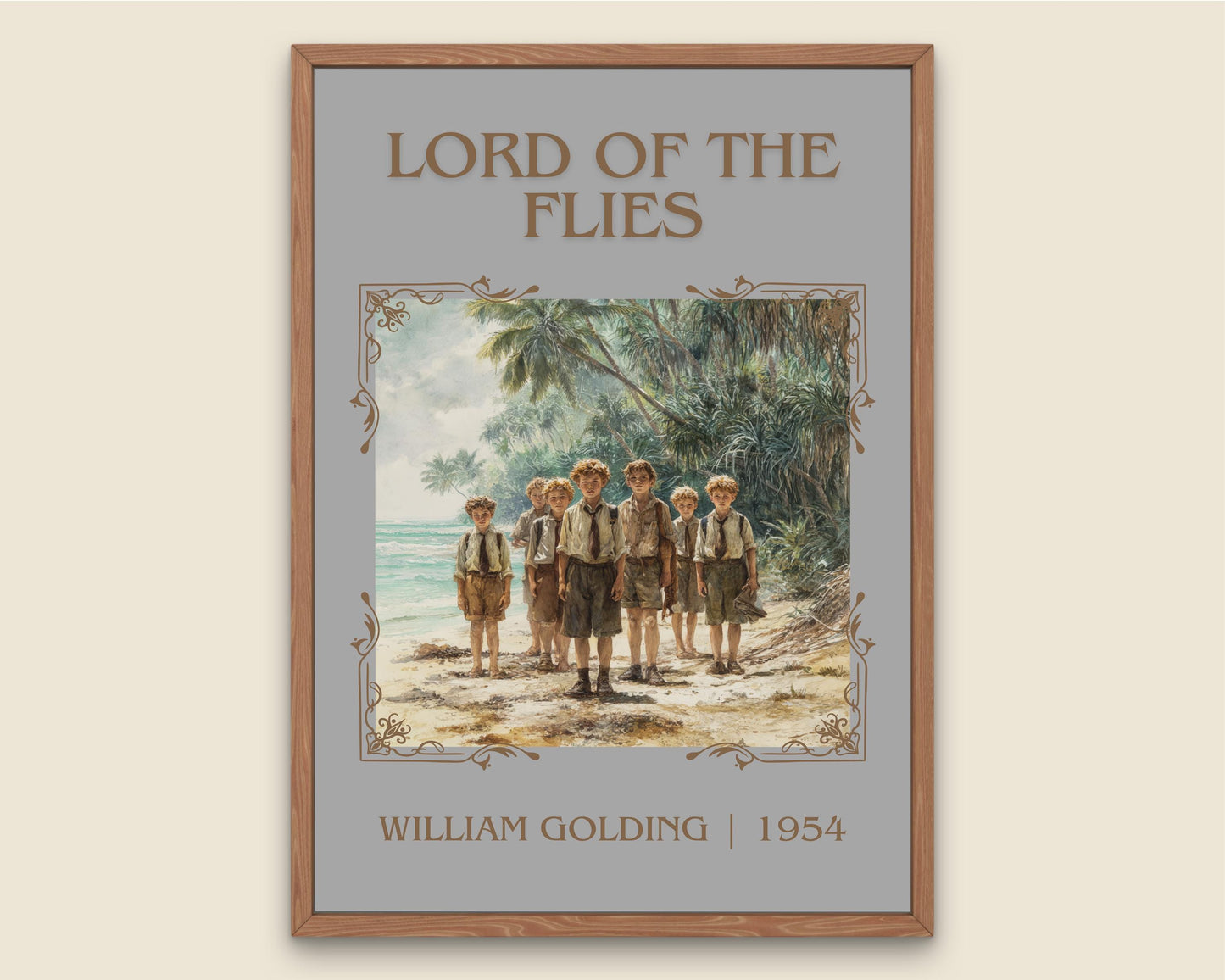 Lord Of The Flies by William Golding Descriptive, High Quality Poster Print.Free Delivery Wall Art. Author&Blurb Book Nook Library Gift