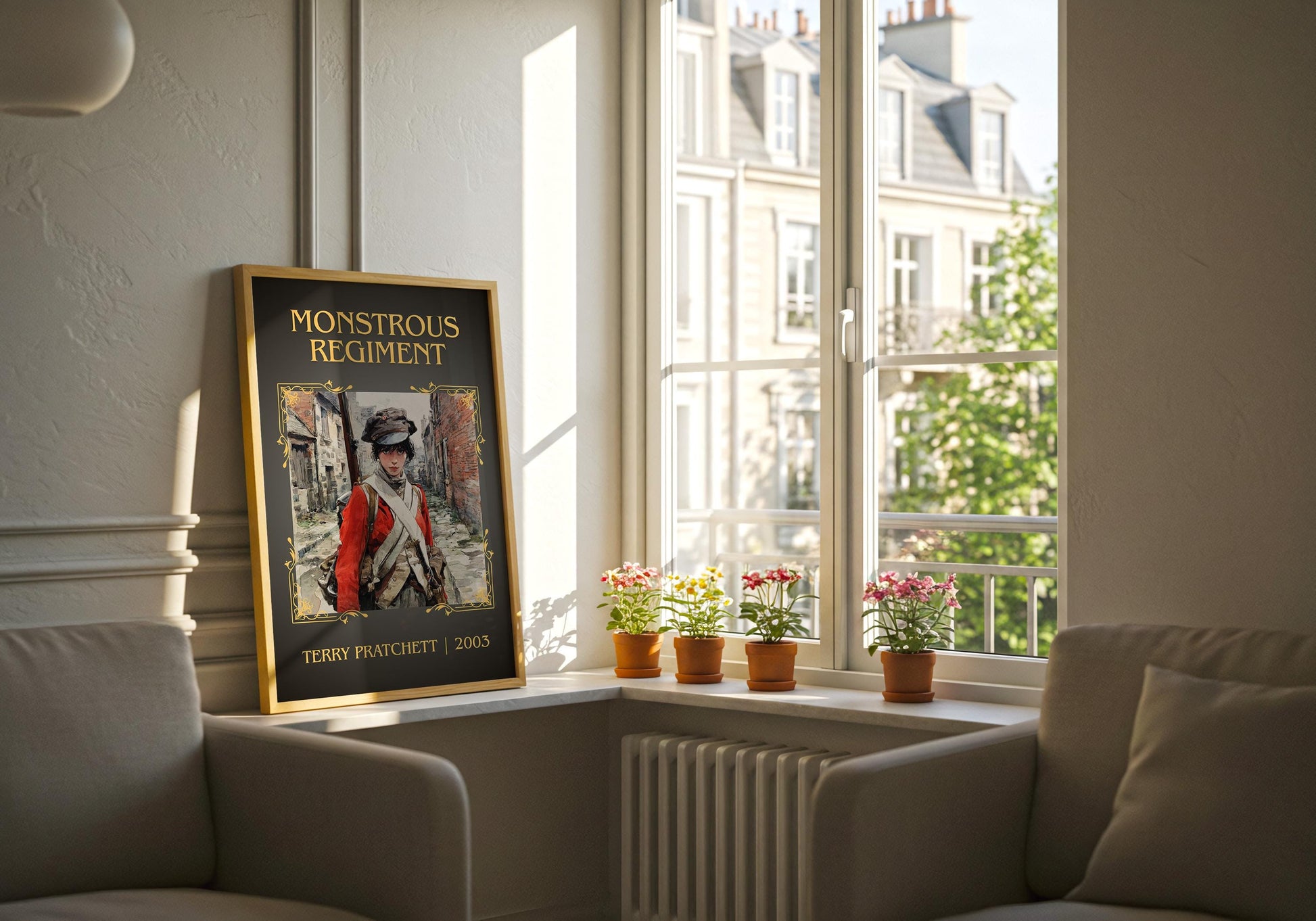 Monstrous Regiment by Terry Pratchett Descriptive, High Quality Poster Print.Free Delivery Wall Art. Author&Blurb Book Nook Library Gift