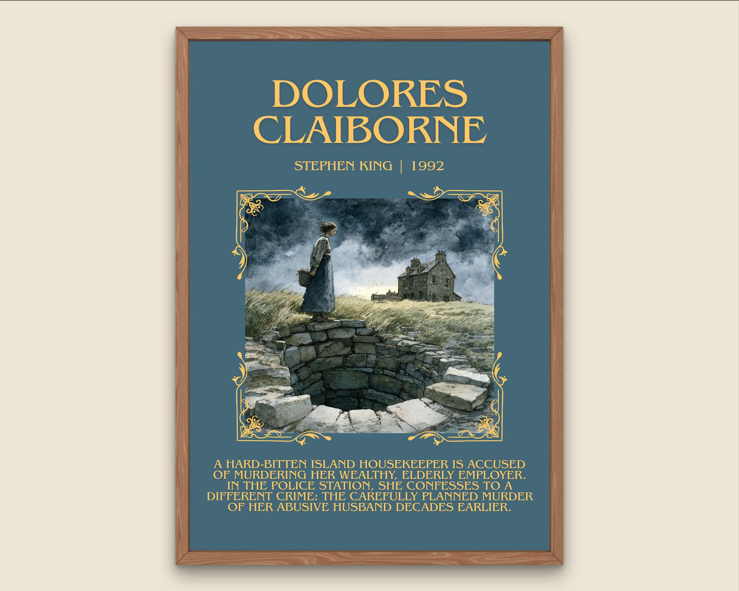 Dolores Claiborne by Stephen King Descriptive, High Quality Poster Print.Free Delivery Wall Art. Author&Blurb Book Artwork Novel Nook Gift