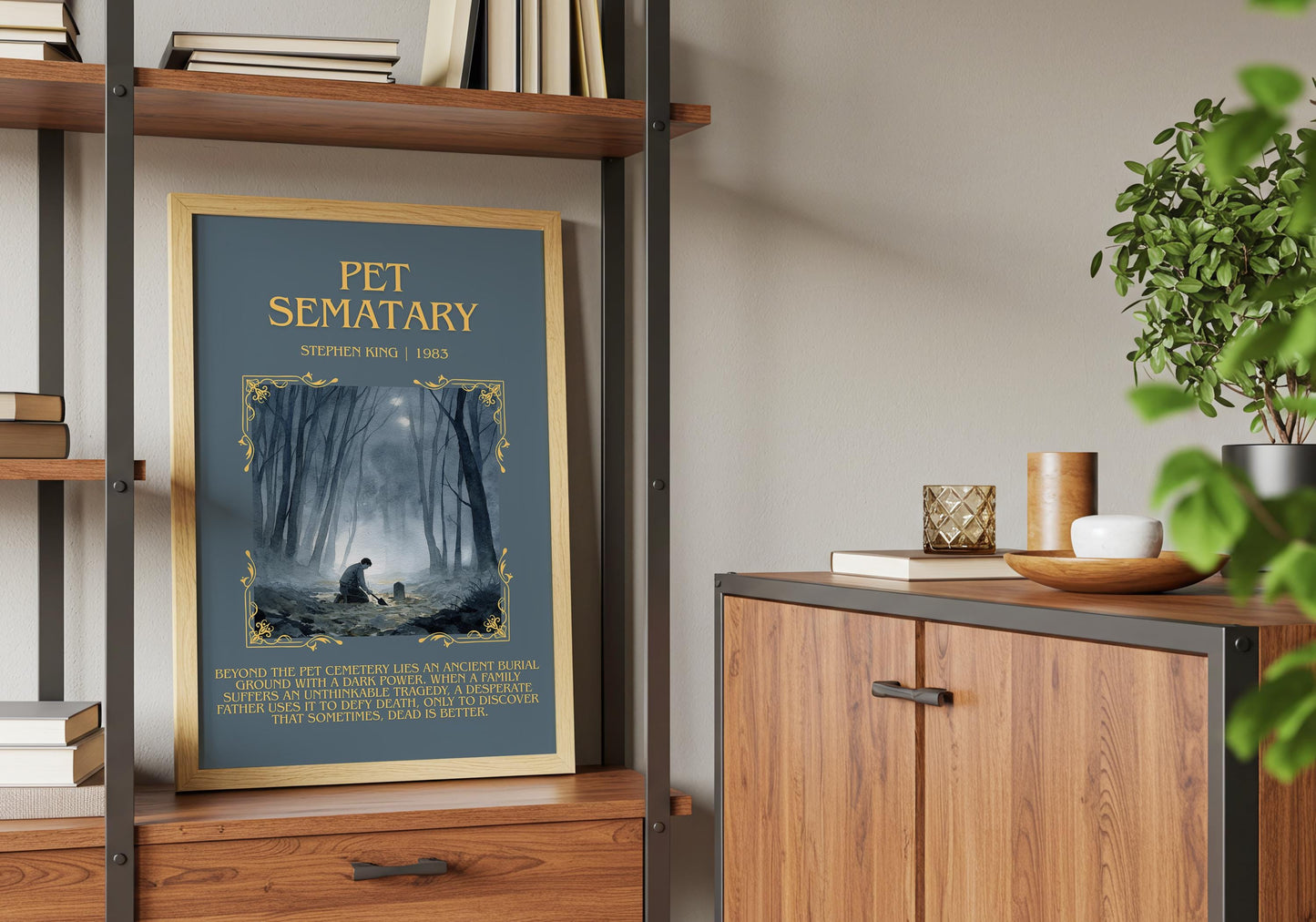 Pet Sematary by Stephen King Descriptive, High Quality Poster Print.Free Delivery Wall Art. Author&Blurb Book Artwork Novel Nook Gift