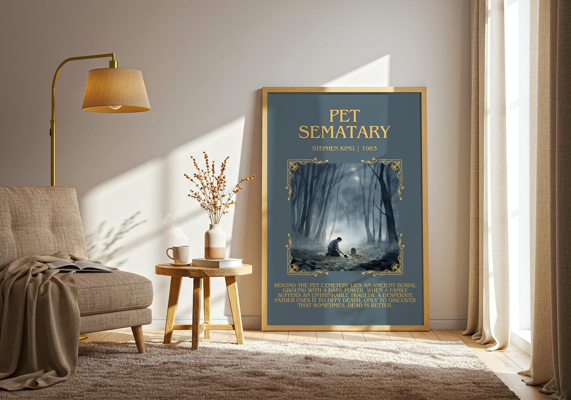 Pet Sematary by Stephen King Descriptive, High Quality Poster Print.Free Delivery Wall Art. Author&Blurb Book Artwork Novel Nook Gift