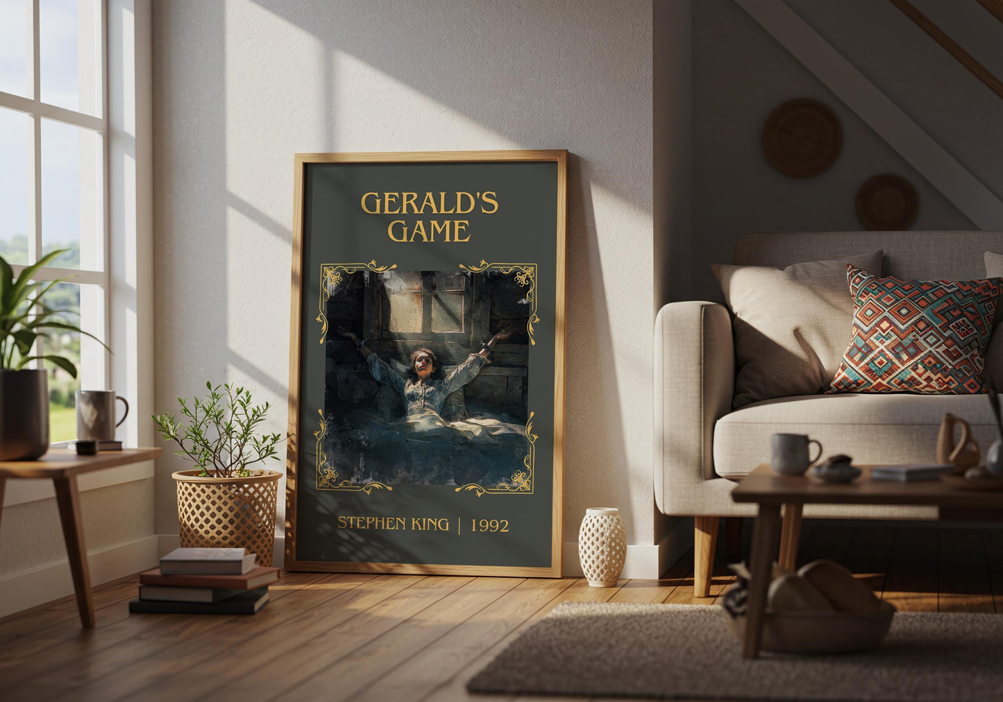 Gerald's Game by Stephen King Descriptive, High Quality Poster Print.Free Delivery Wall Art. Author&Blurb Book Artwork Novel Nook Gift