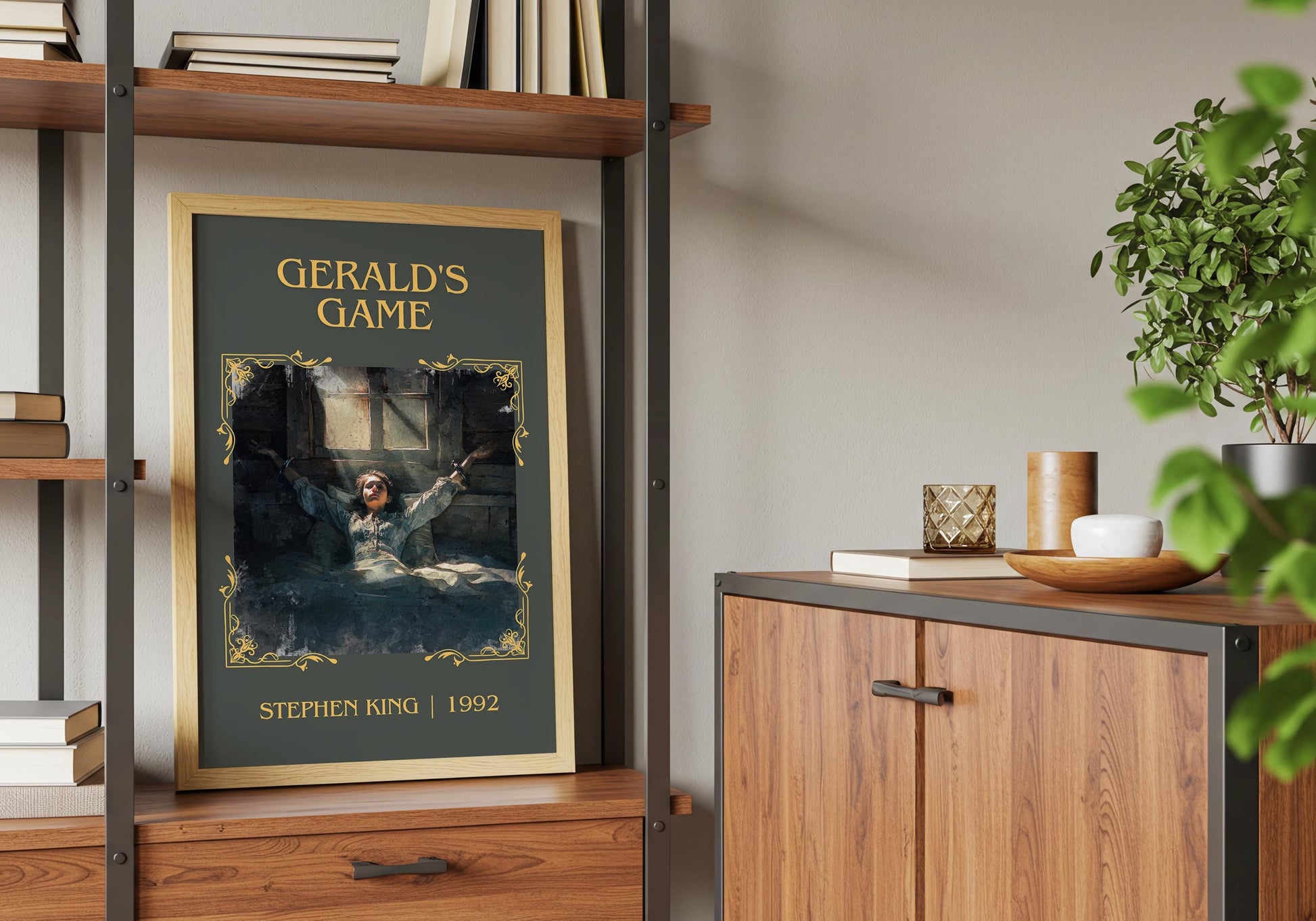 Gerald's Game by Stephen King Descriptive, High Quality Poster Print.Free Delivery Wall Art. Author&Blurb Book Artwork Novel Nook Gift