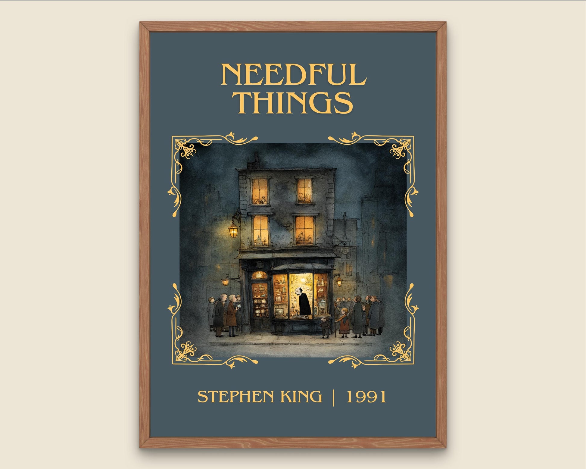 Needful Things by Stephen King Descriptive, High Quality Poster Print.Free Delivery Wall Art. Author&Blurb Book Artwork Novel Nook Gift