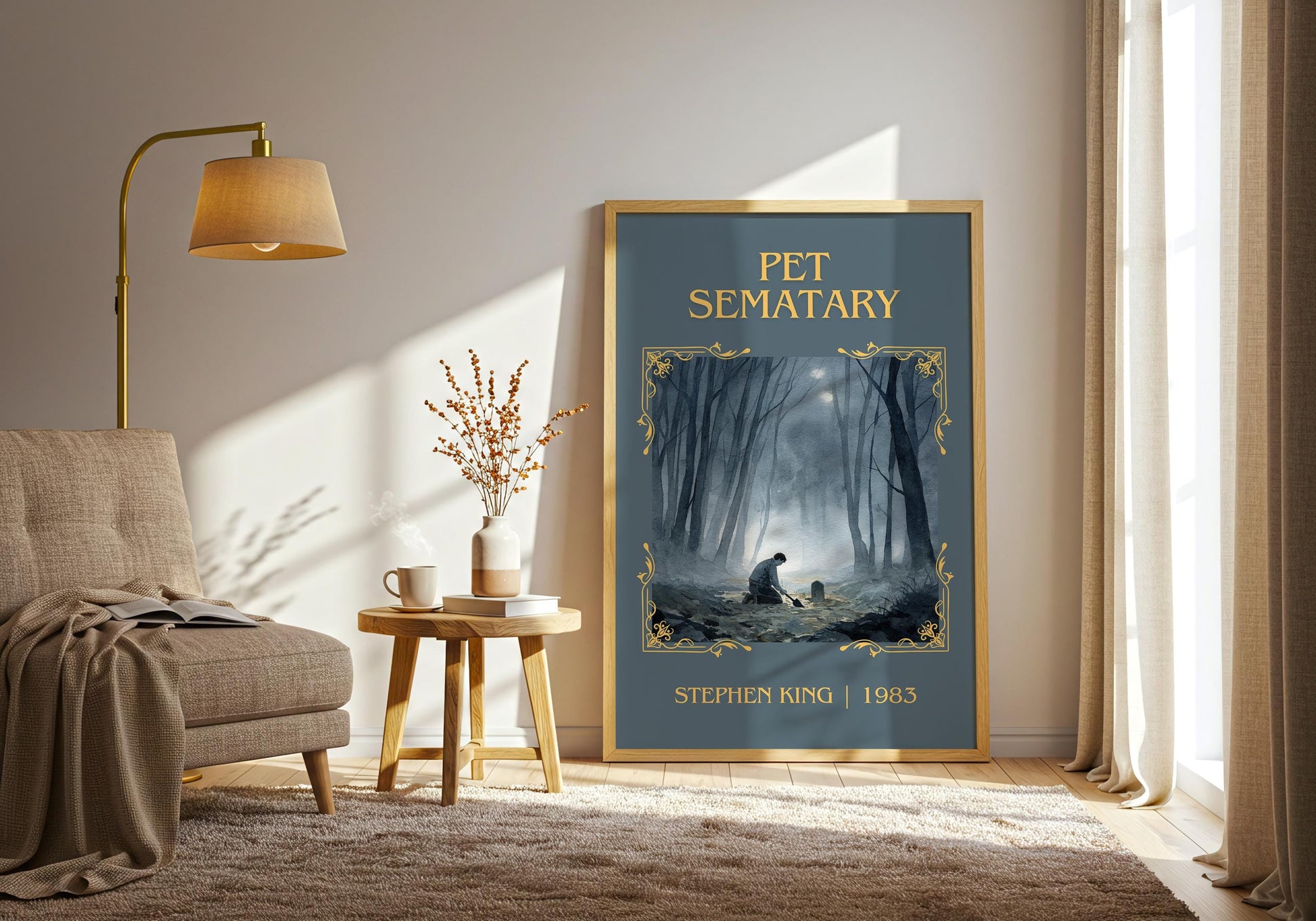 Pet Sematary by Stephen King Descriptive, High Quality Poster Print.Free Delivery Wall Art. Author&Blurb Book Artwork Novel Nook Gift