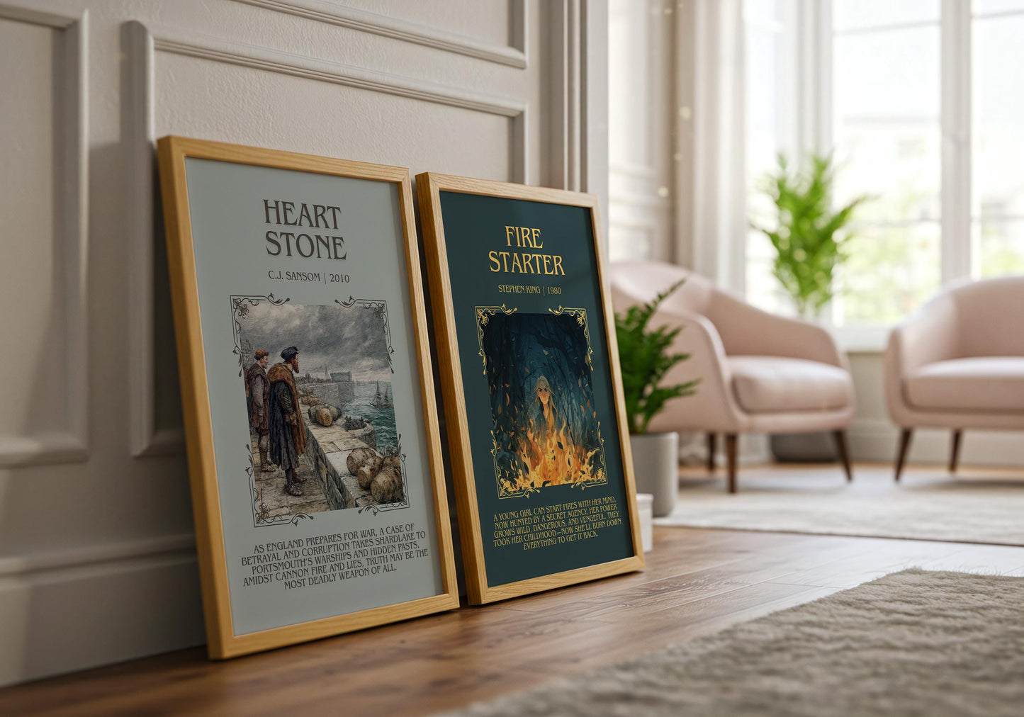 Fire Starter by Stephen King Descriptive, High Quality Poster Print.Free Delivery Wall Art. Author&Blurb Book Nook Library Gift Art