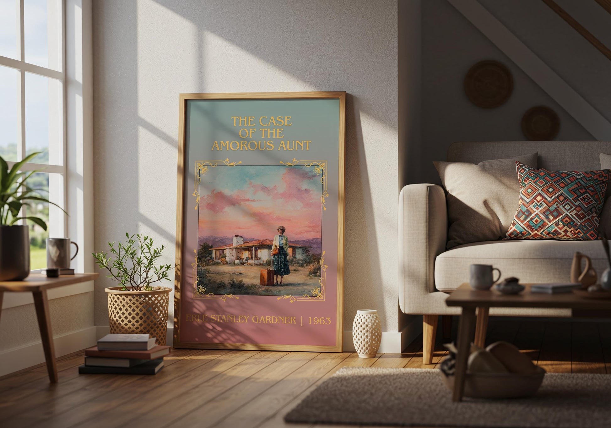 The Case Of The Amorous Aunt by Erle Stanley Gardner Descriptive Poster Print.Free Delivery Wall Art. Author&Blurb Book Artwork Novel Gift