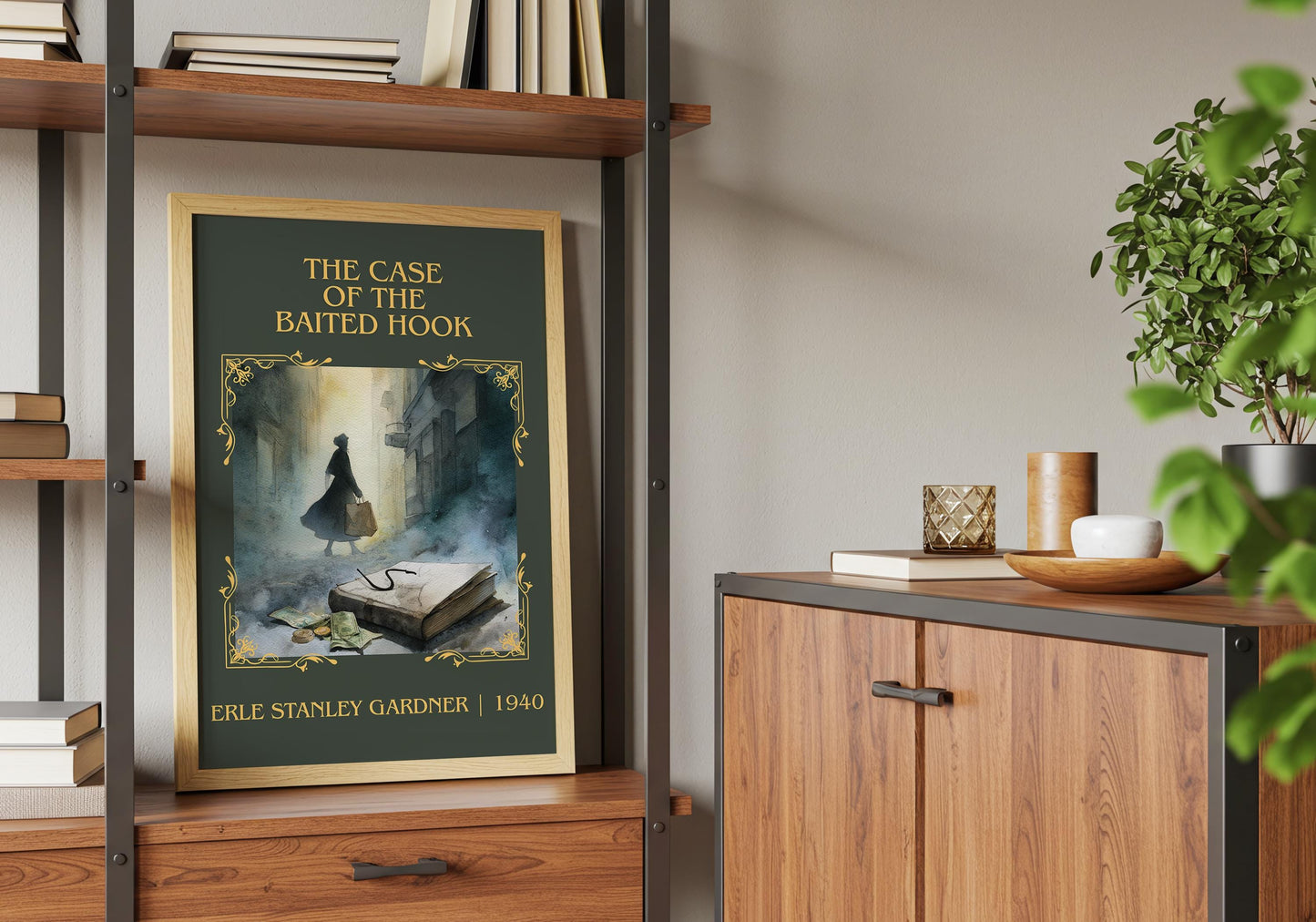 The Case Of The Baited Hook by Erle Stanley Gardner Descriptive Poster Print.Free Delivery Wall Art. Author&Blurb Book Artwork Novel Gift