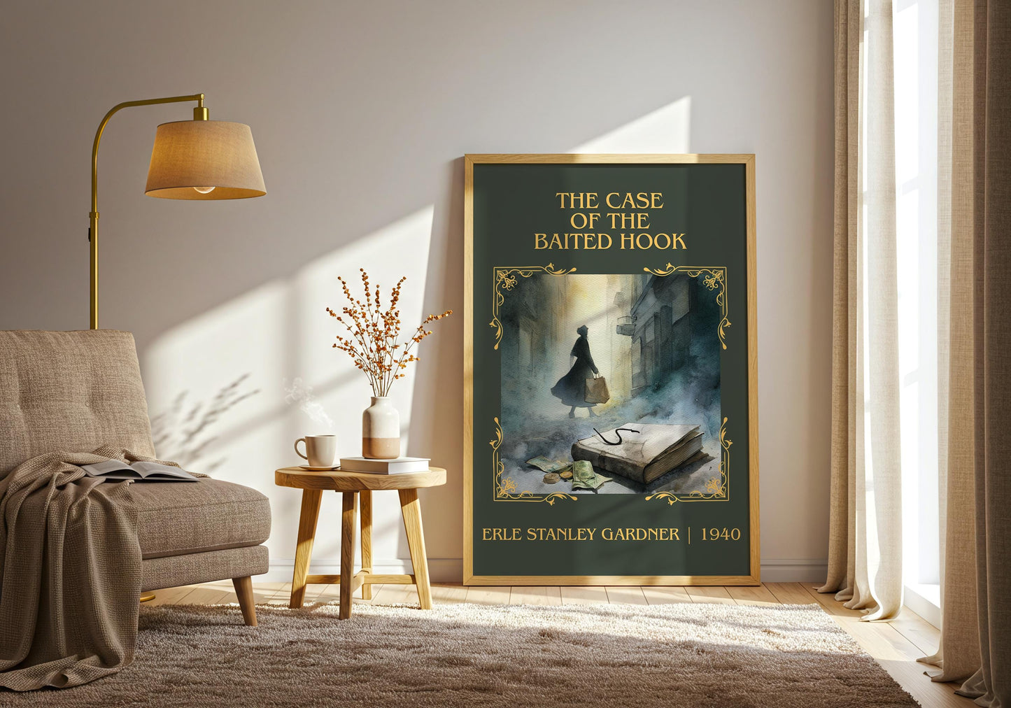 The Case Of The Baited Hook by Erle Stanley Gardner Descriptive Poster Print.Free Delivery Wall Art. Author&Blurb Book Artwork Novel Gift