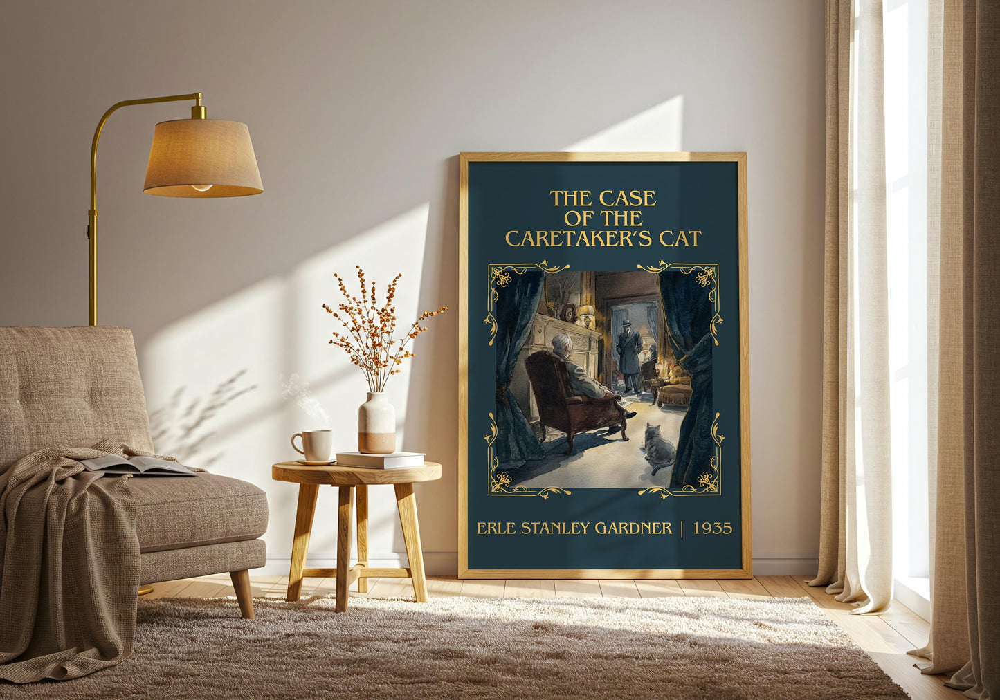 The Case Of The Caretaker's Cat by Erle Stanley Gardner Descriptive Poster Print.Free Delivery Wall Art Author&Blurb Book Artwork Novel