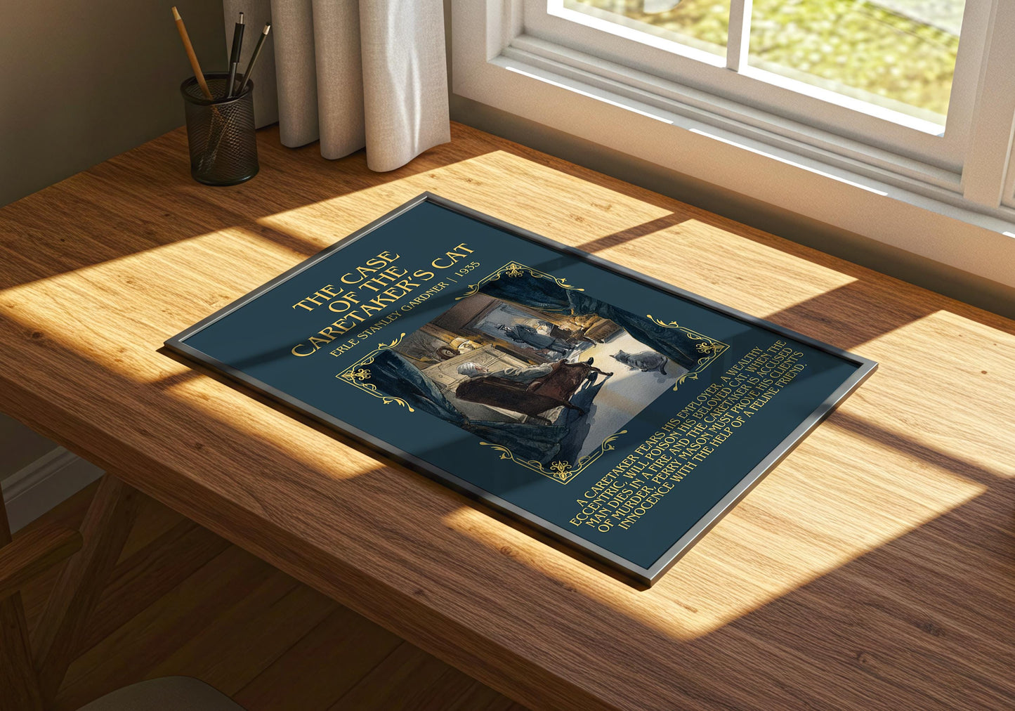 The Case Of The Caretaker's Cat by Erle Stanley Gardner Descriptive Poster Print.Free Delivery Wall Art Author&Blurb Book Artwork Novel