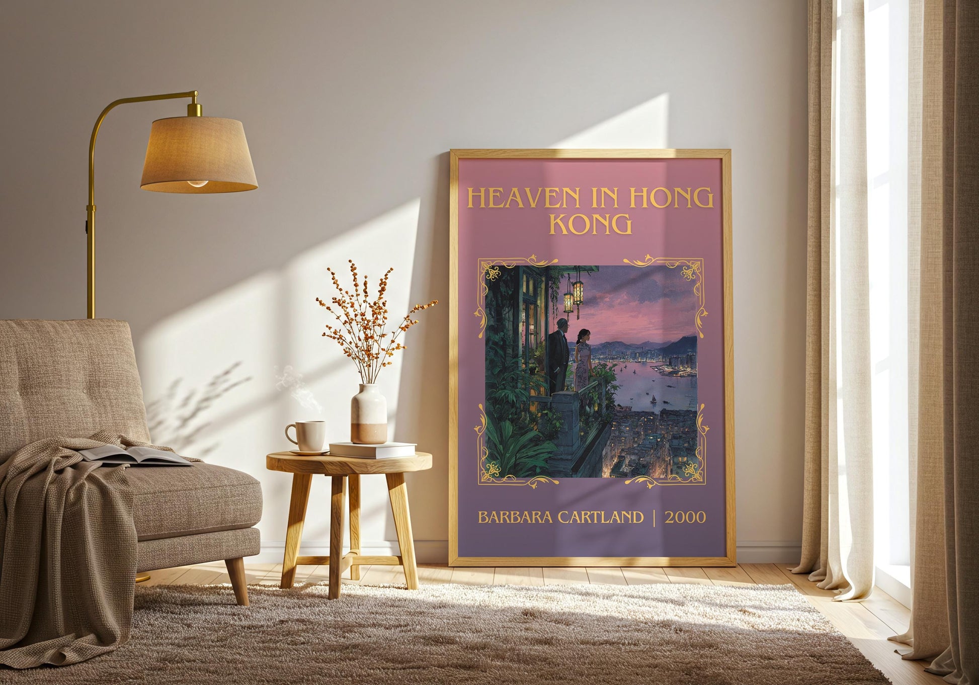 Heaven In Hong Kong by Barbara Cartland Descriptive, High Quality Poster Print.Free Delivery Wall Art. Author&Blurb Book Nook Library Gift