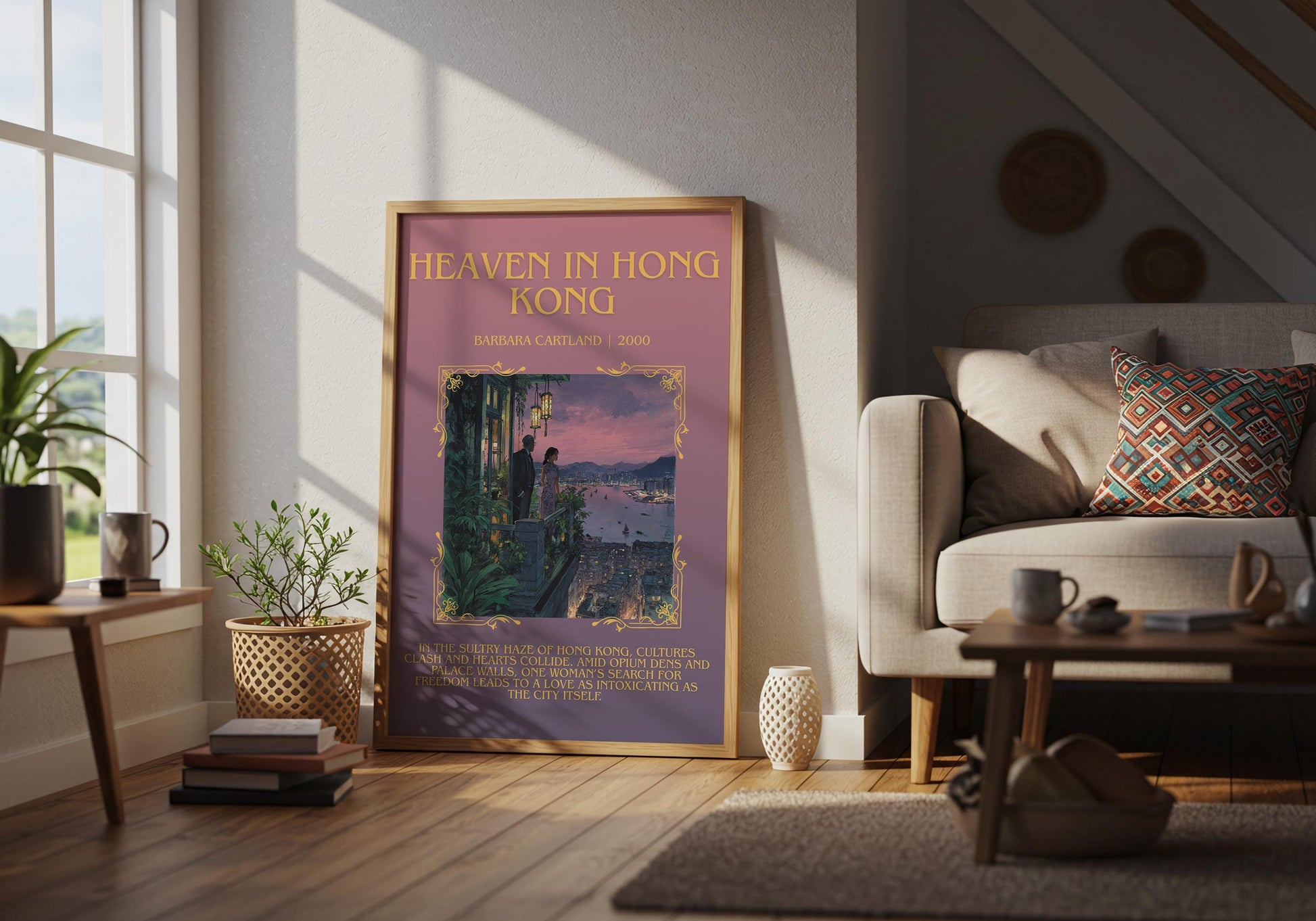 Heaven In Hong Kong by Barbara Cartland Descriptive, High Quality Poster Print.Free Delivery Wall Art. Author&Blurb Book Nook Library Gift
