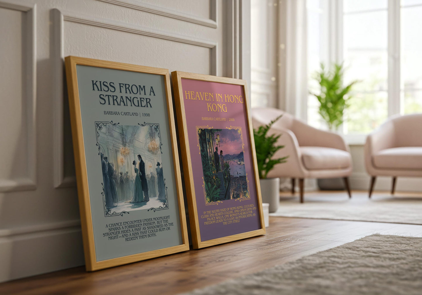 Kiss From A Stranger by Barbara Cartland Descriptive, High Quality Poster Print.Free Delivery Wall Art. Author&Blurb Book Nook Library Gift