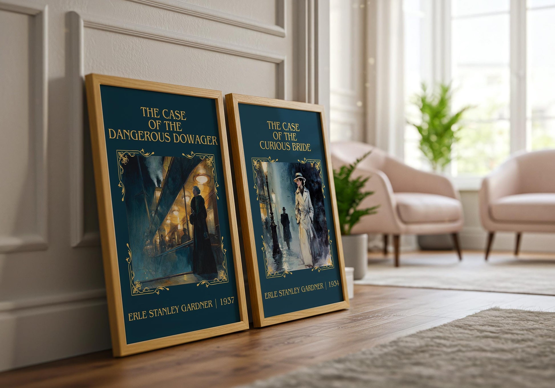 The Case Of The Dangerous Dowager by Erle Stanley Gardner Descriptive Poster Print.Free Delivery Wall Art. Author&Blurb Book Artwork Novel