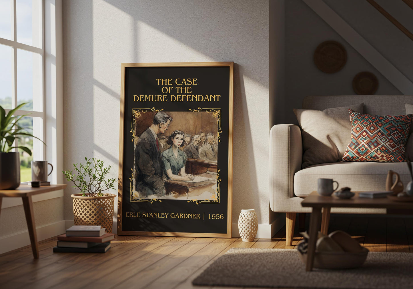 The Case Of The Demure Defendant by Erle Stanley Gardner Descriptive Poster Print.Free Delivery Wall Art Author&Blurb Book Artwork Novel