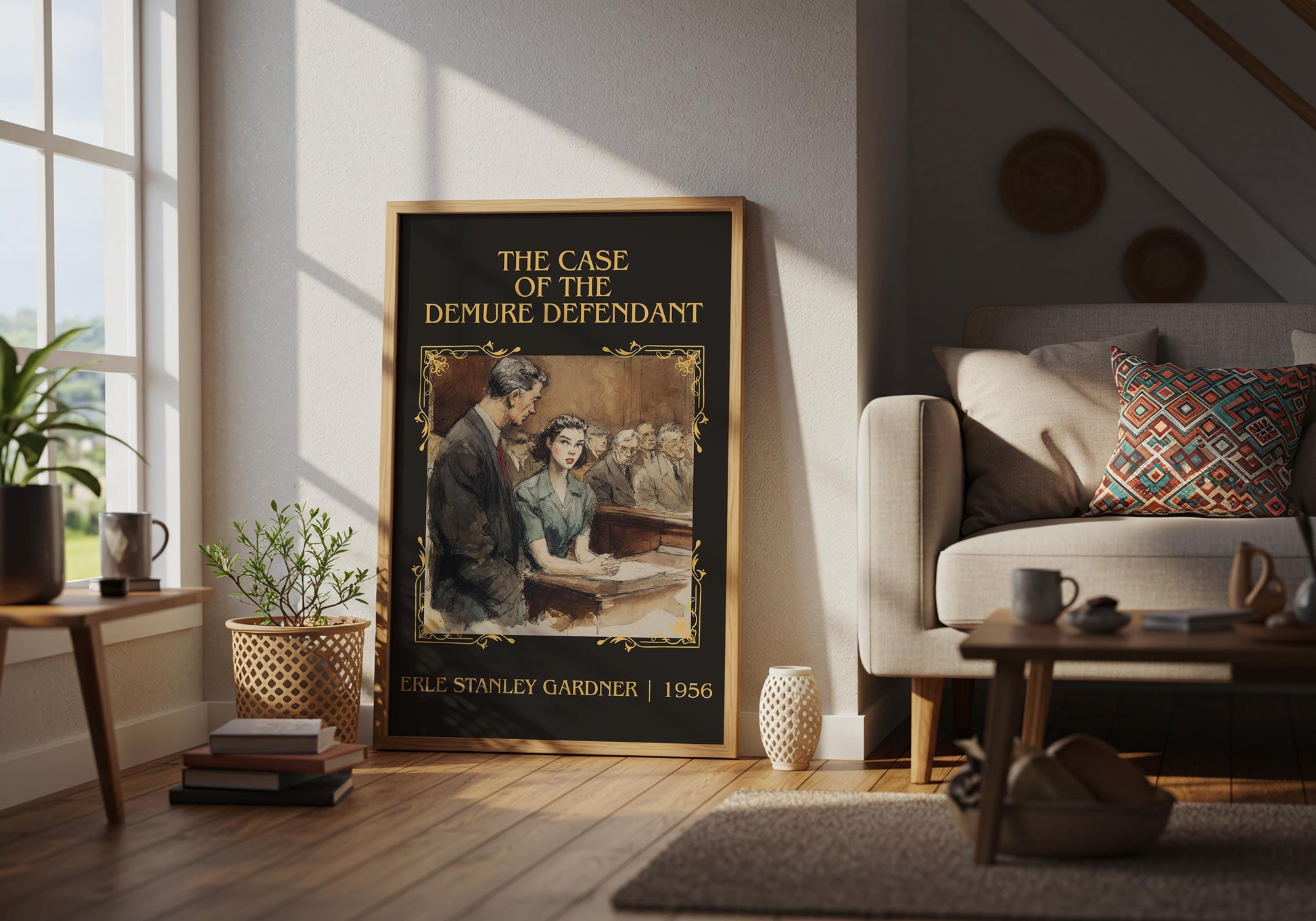 The Case Of The Demure Defendant by Erle Stanley Gardner Descriptive Poster Print.Free Delivery Wall Art Author&Blurb Book Artwork Novel